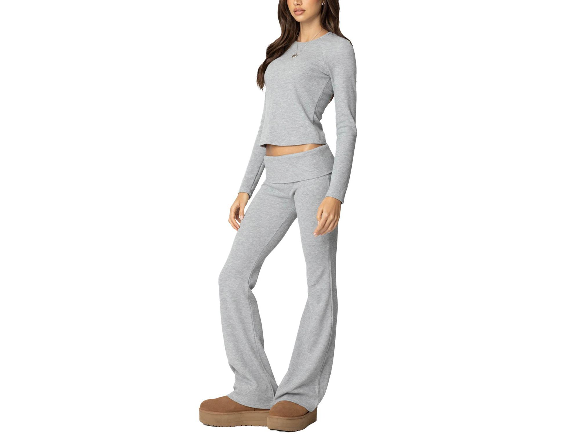 Sab Fold Over Waffle Knit Pants — Image 3