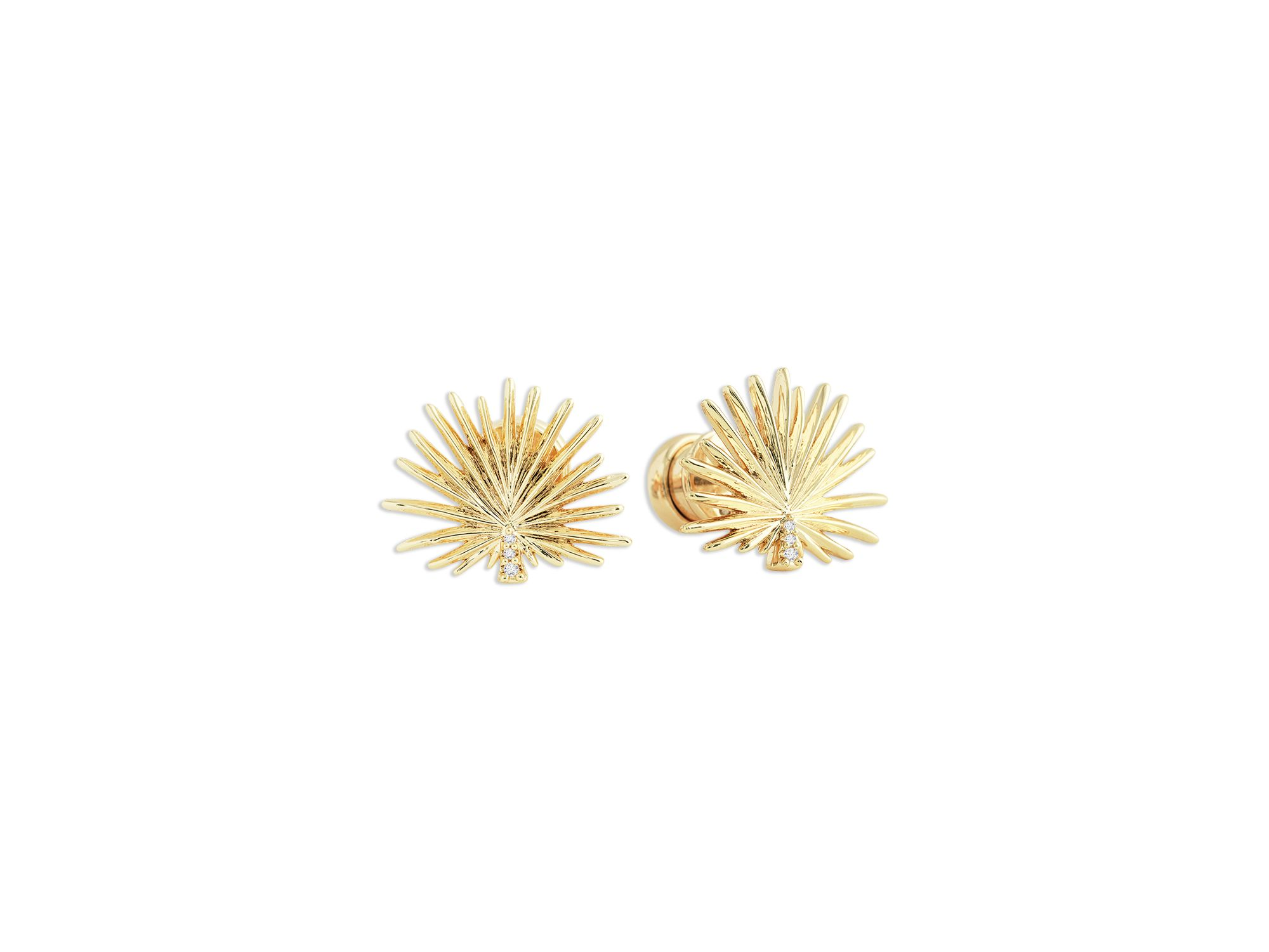 Pavé Palm Stud Earrings — Image 3