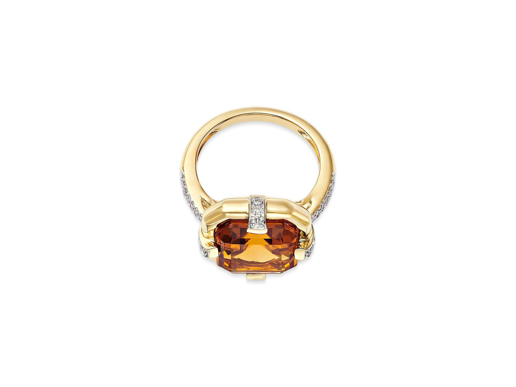Citrine & Diamond Statement Ring in 14K Yellow Gold — Image 3