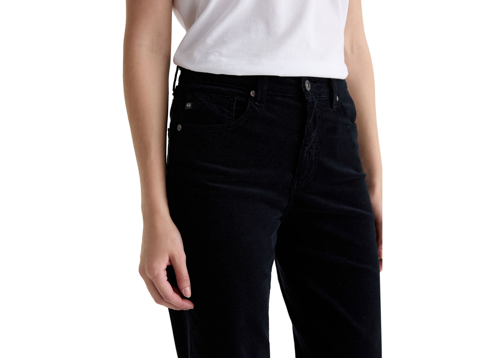 Brinley Mid Rise Straight Corduroy Jeans in Super Black — Image 3