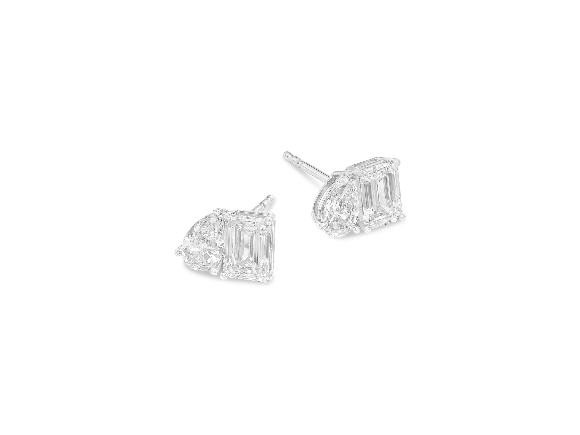 Luxe Collection Certified Lab Grown Diamond Toi et Moi Stud Earrings in 14K White Gold, 1.95 tcw — Image 3