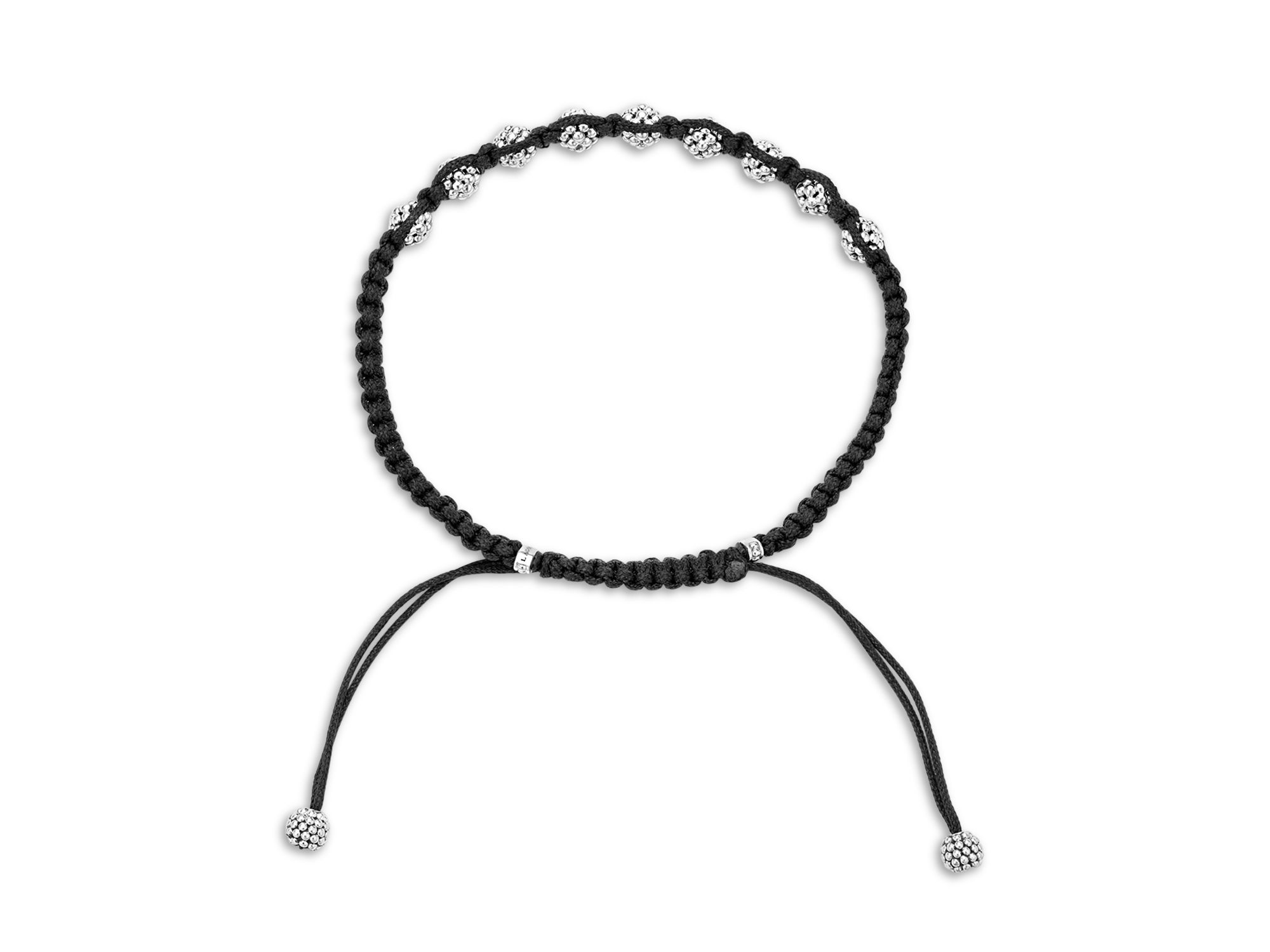 Men's Sterling Silver Anthem Caviar Bead Black Macrame Bracelet - Exclusive — Image 3