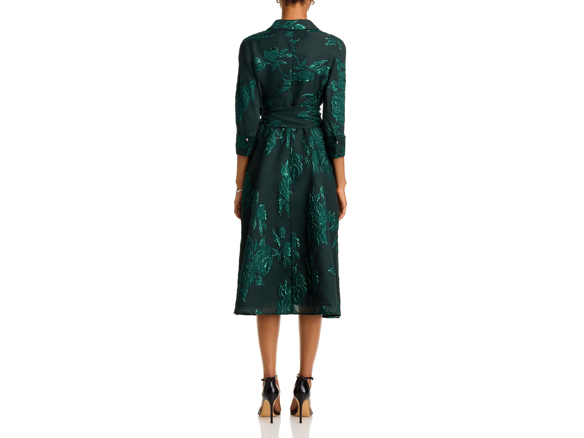 Metallic Jacquard Midi Shirt Dress — Image 5