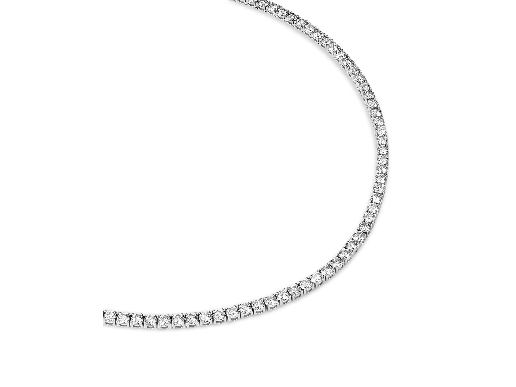Certified Diamond Tennis Necklace in 14K White Gold, 15 tcw, 16.5" — Image 3