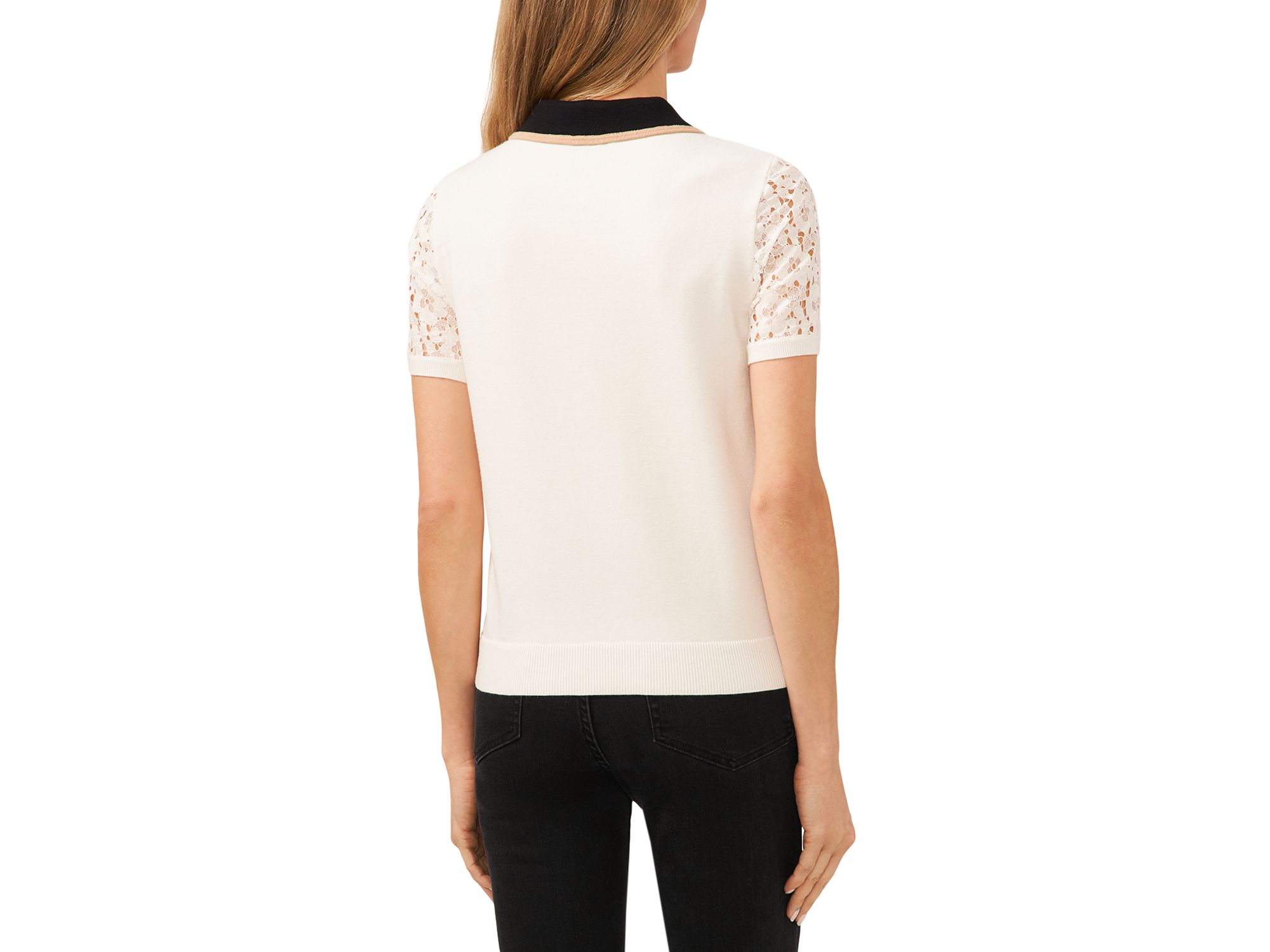 Polo Collar Lace Sleeve Top — Image 4