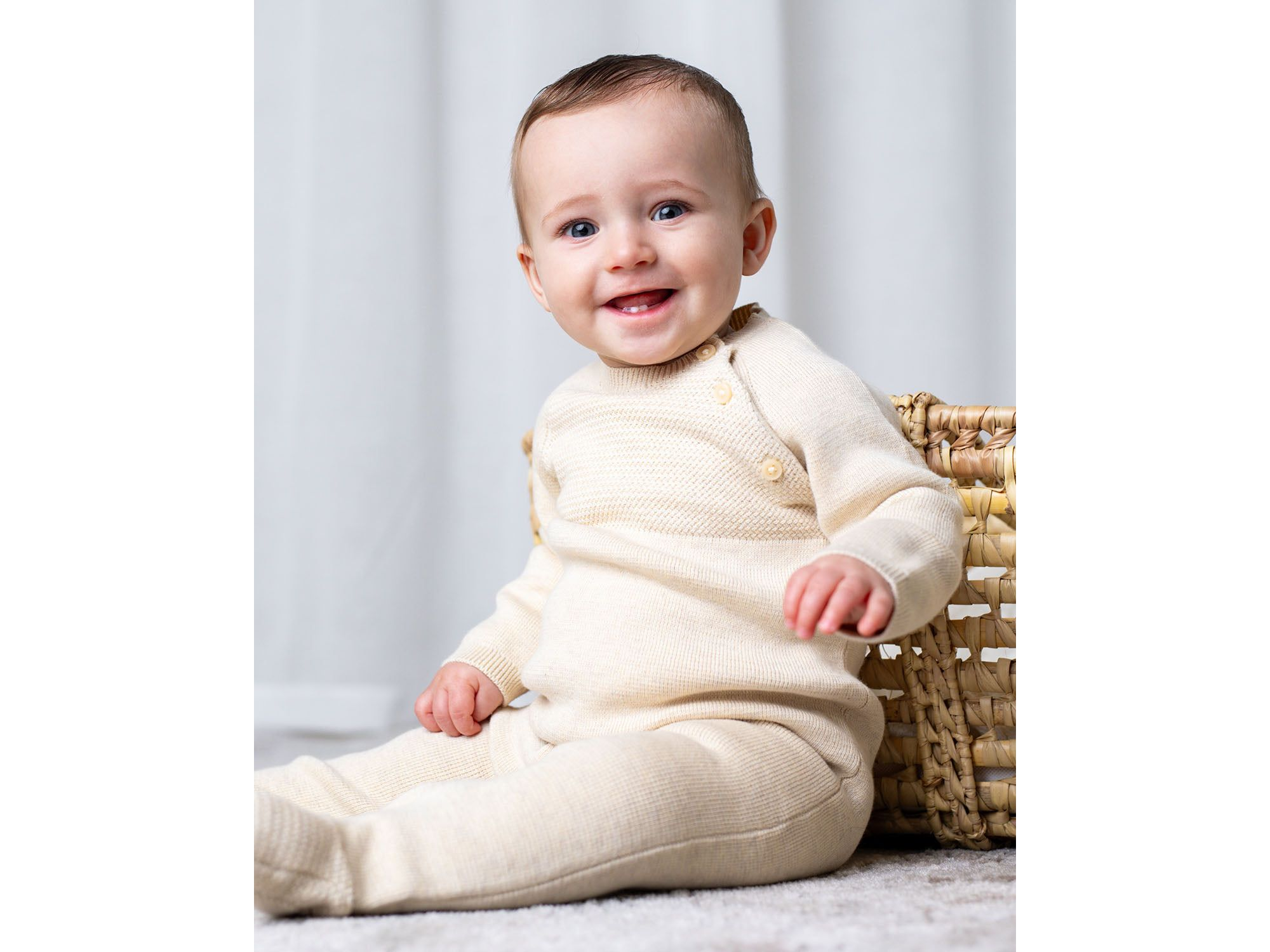 Unisex Organic Raglan Footed Sweater Romper - Baby — Image 3