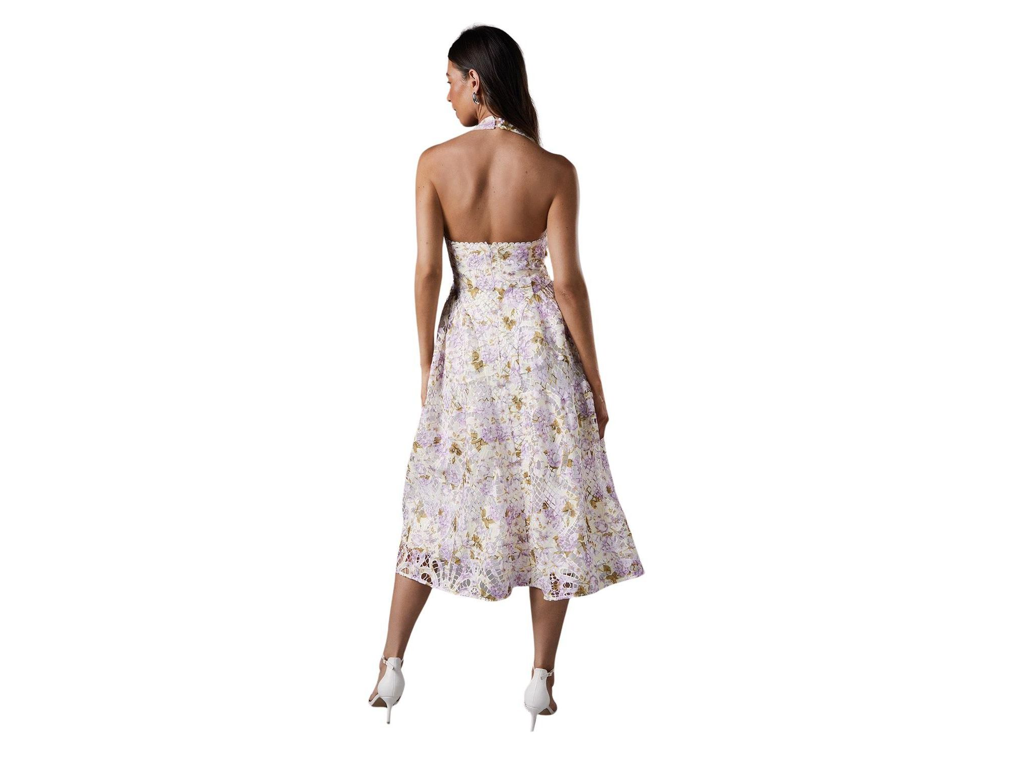 Printed Lace Halter Neck Midi Dress — Image 4