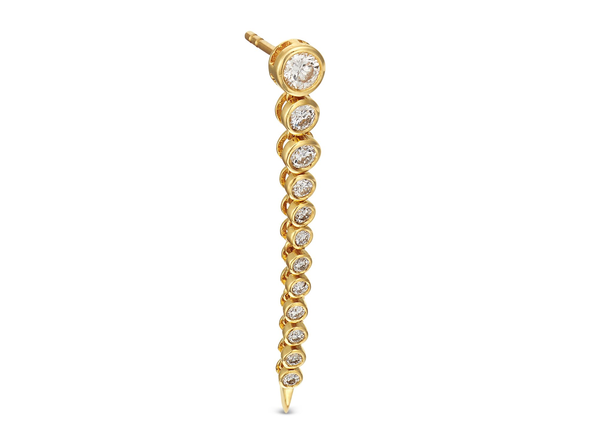 Diamond Linear Drop Earrings in 14K Yellow Gold, 0.77 tcw — Image 3