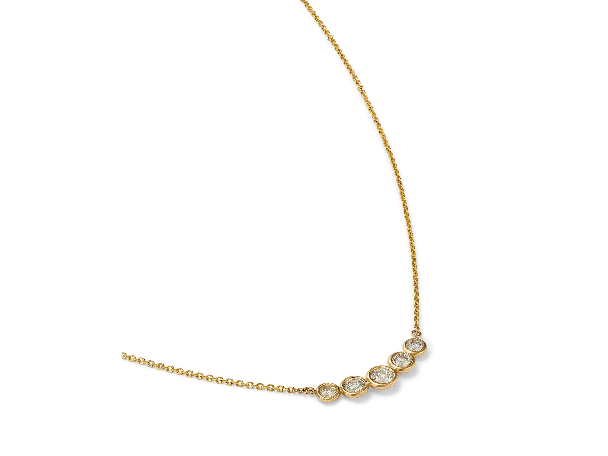 Diamond Bezel Curved Bar Necklace in 14K Yellow Gold, 0.80 tcw — Image 4