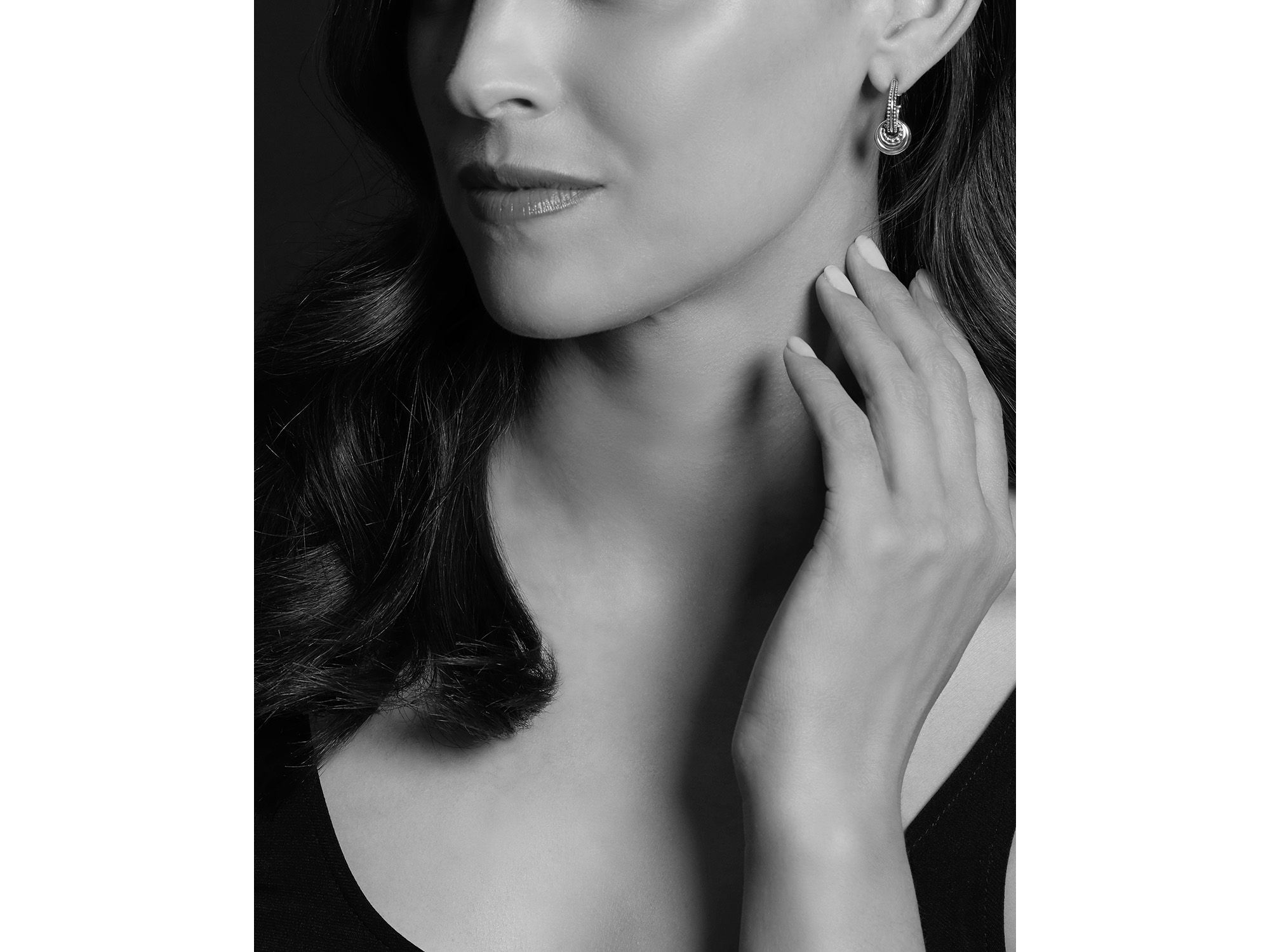 Sterling Signature Caviar Fluted Disc Hoop Earrings — Image 3