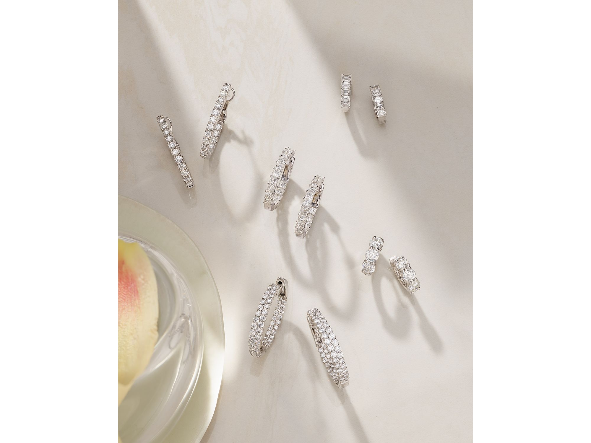 Diamond Inside Out Oval Hoop Earrings in 14K White Gold, 1.75 tcw — Image 3