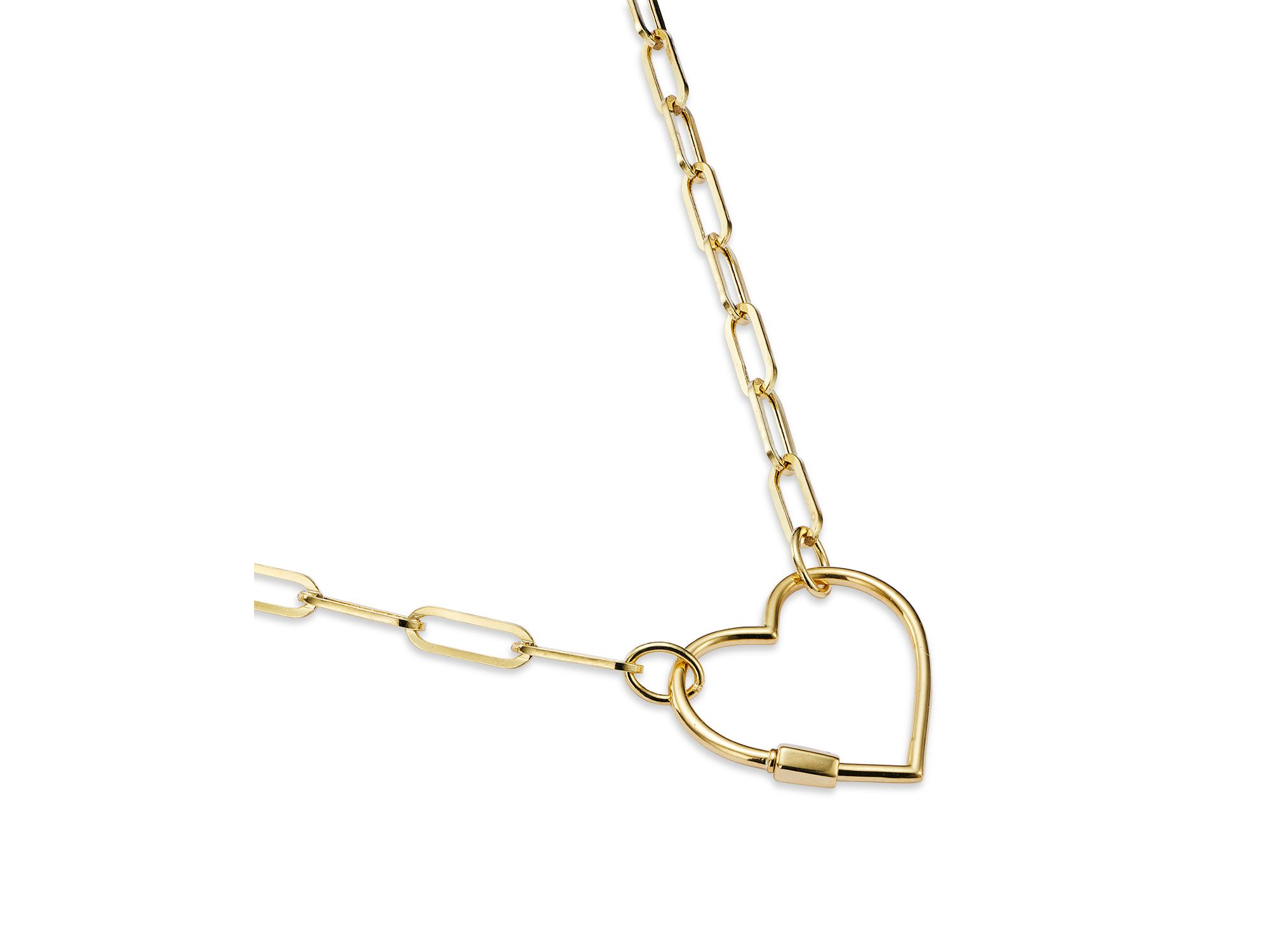 Open Heart Clasp Pendant Necklace in 14K Yellow Gold, 18" — Image 4