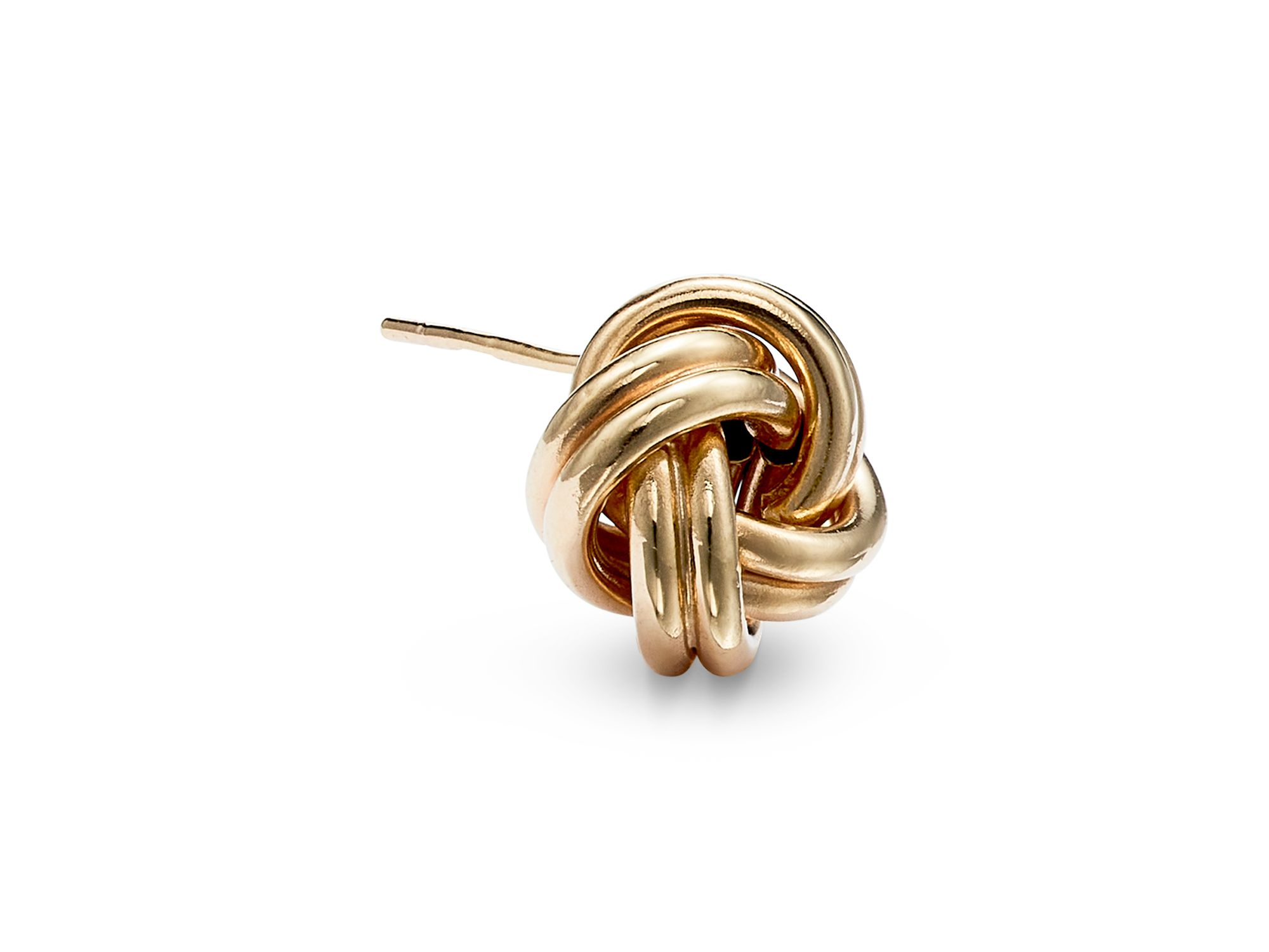 14K Yellow Gold Royal Chain Love Knot Stud Earrings — Image 5