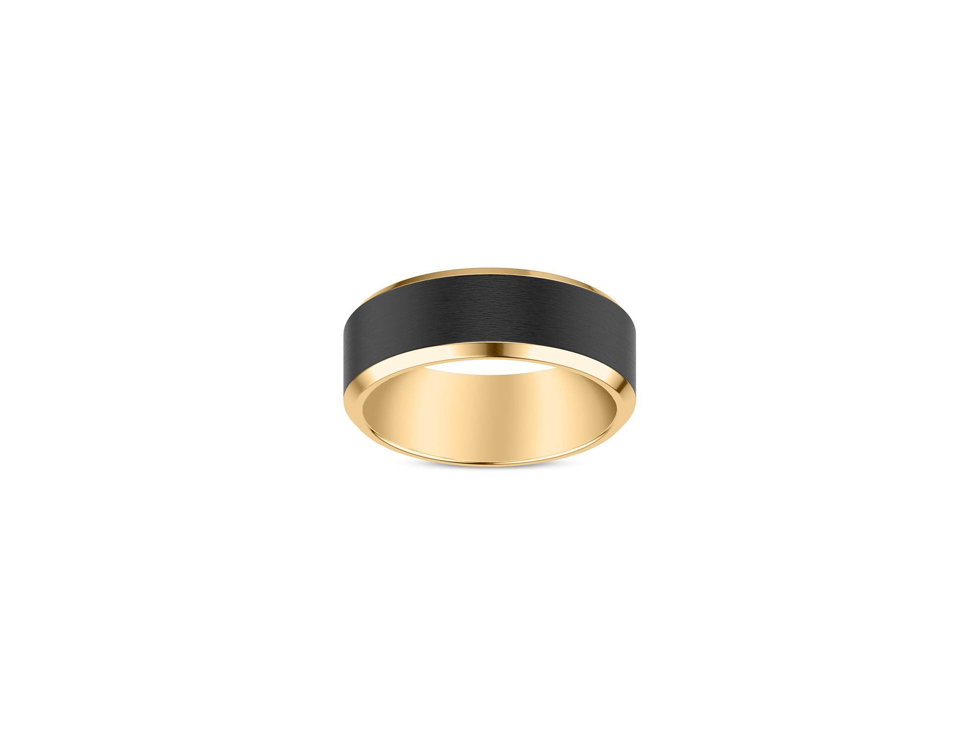 Men's Beveled Band in Black & Yellow Tungsten — Image 3