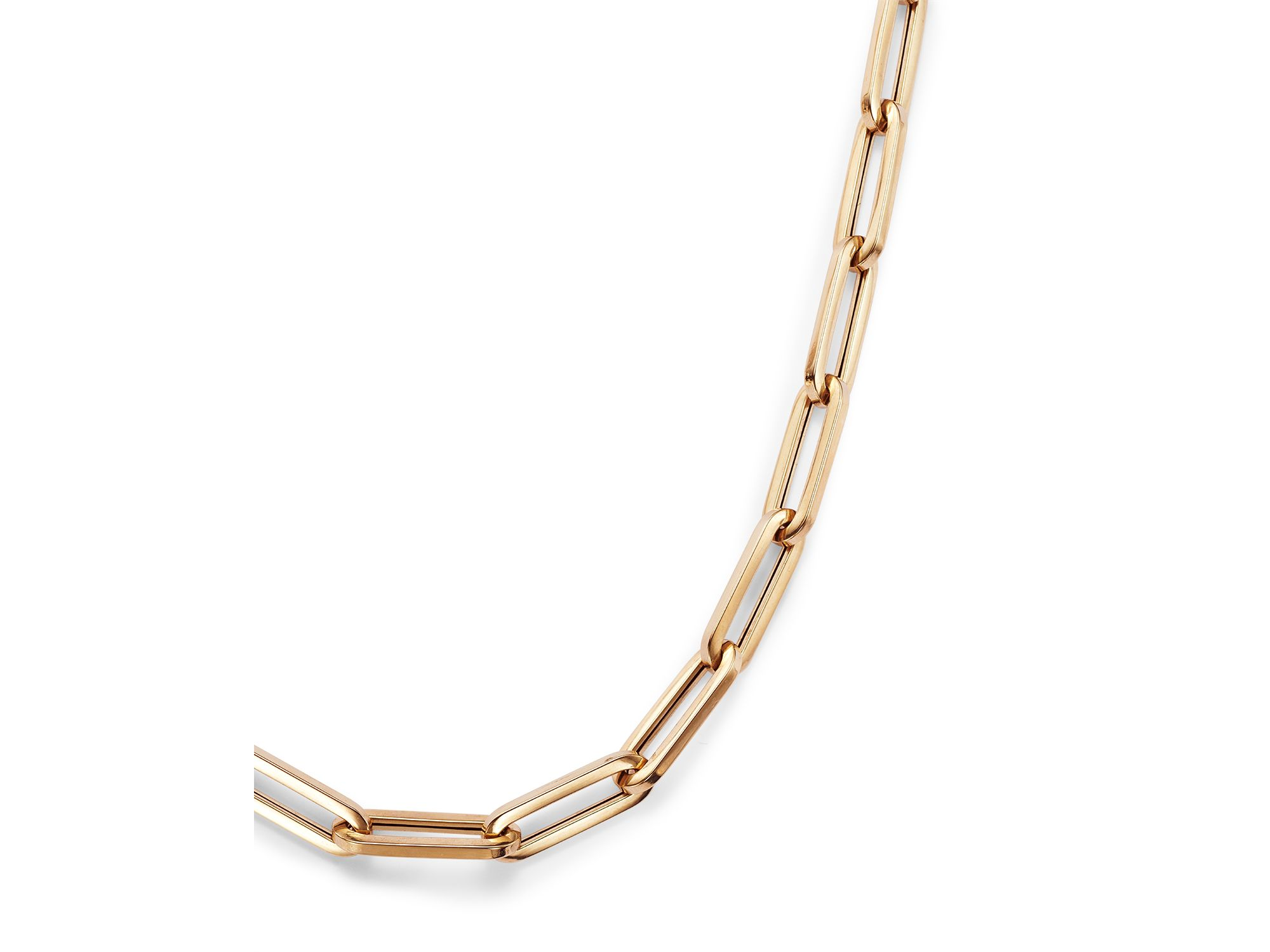 14K Yellow Gold Extra Large Paper Clip Chain Necklace, 16" — Image 4