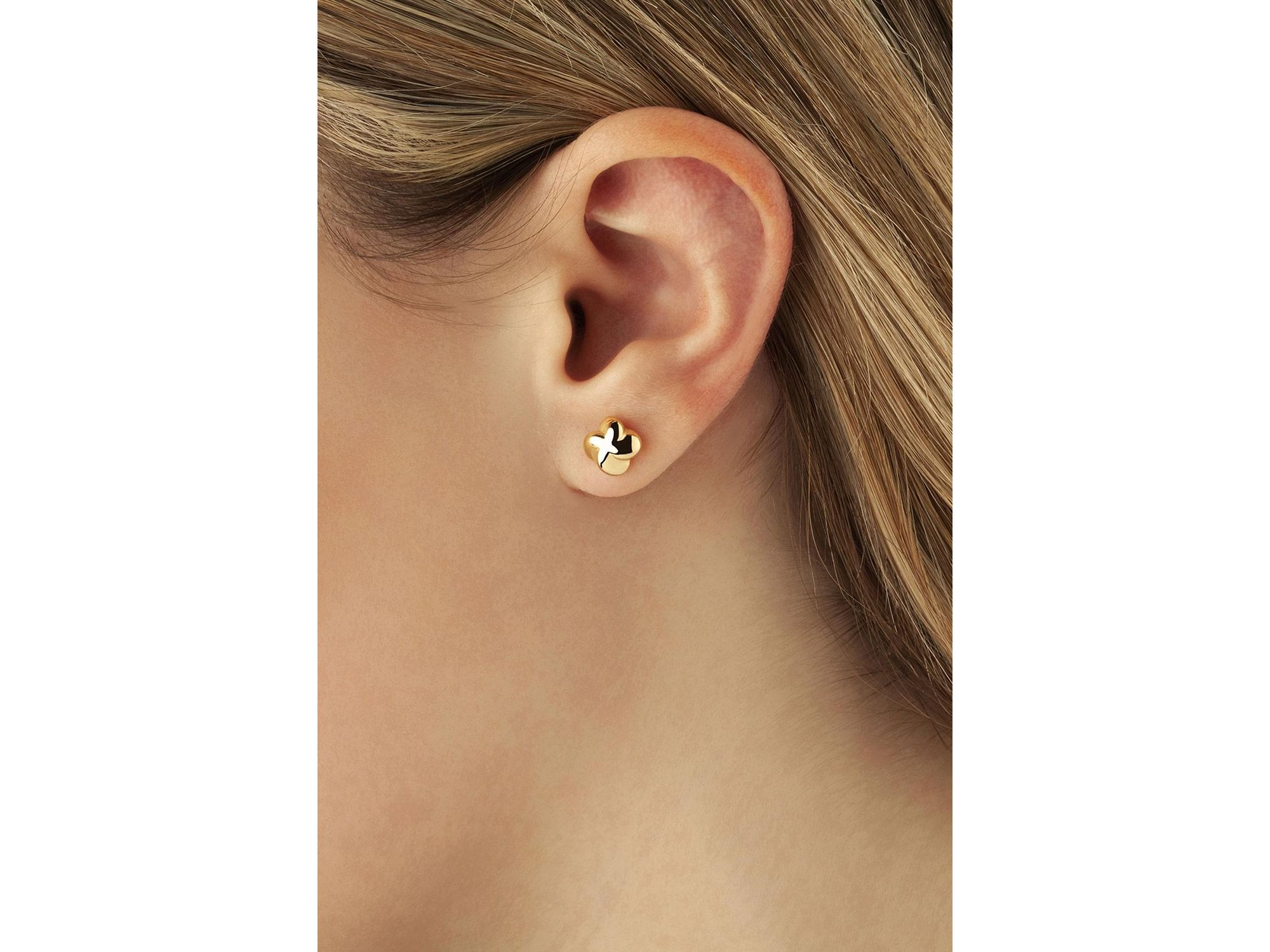 Children's Flower Puff Stud Earrings in 14K Yellow Gold — Image 3