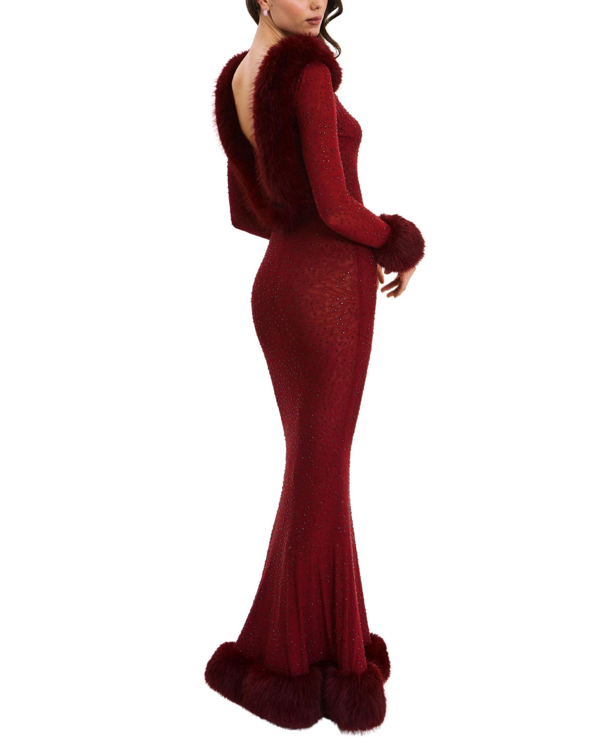 Mellie Regular-Length Rhinestone Mesh Low Back Mermaid Gown — Image 11