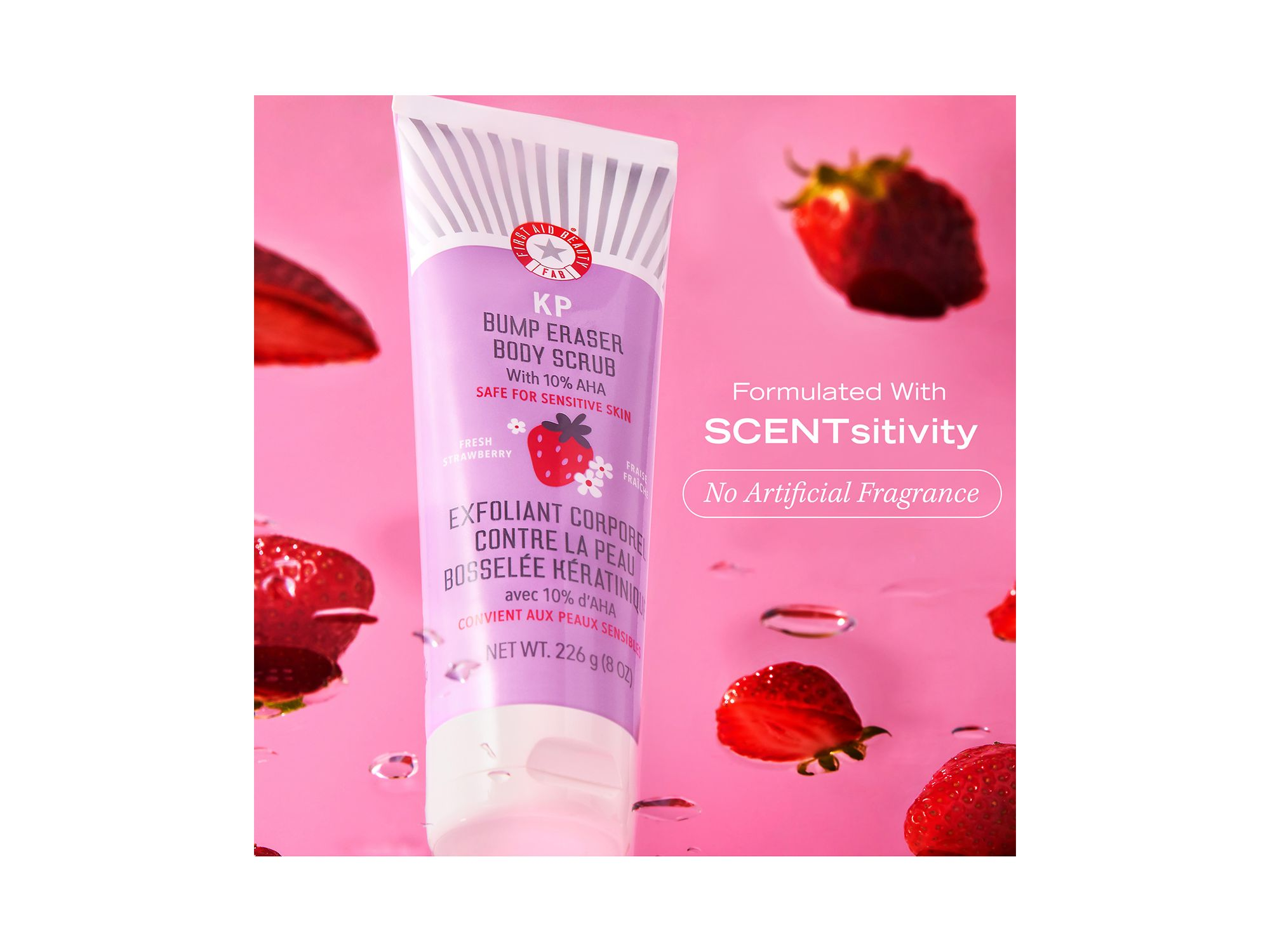 KP Bump Eraser Body Scrub with 10% AHA Body Exfoliant for Keratosis Pilaris - Strawberry — Image 8