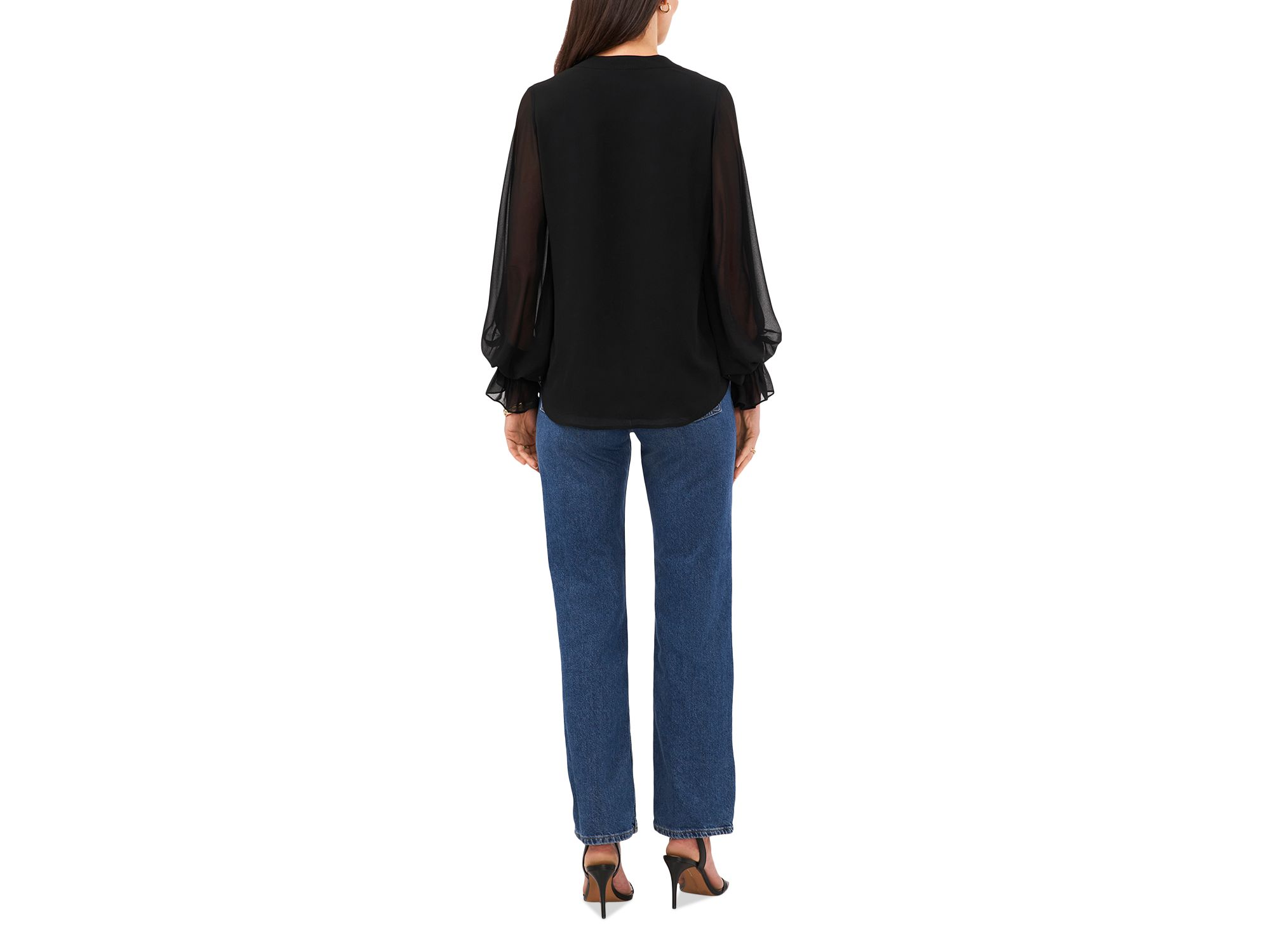 V Neck Sheer Sleeve Top — Image 4