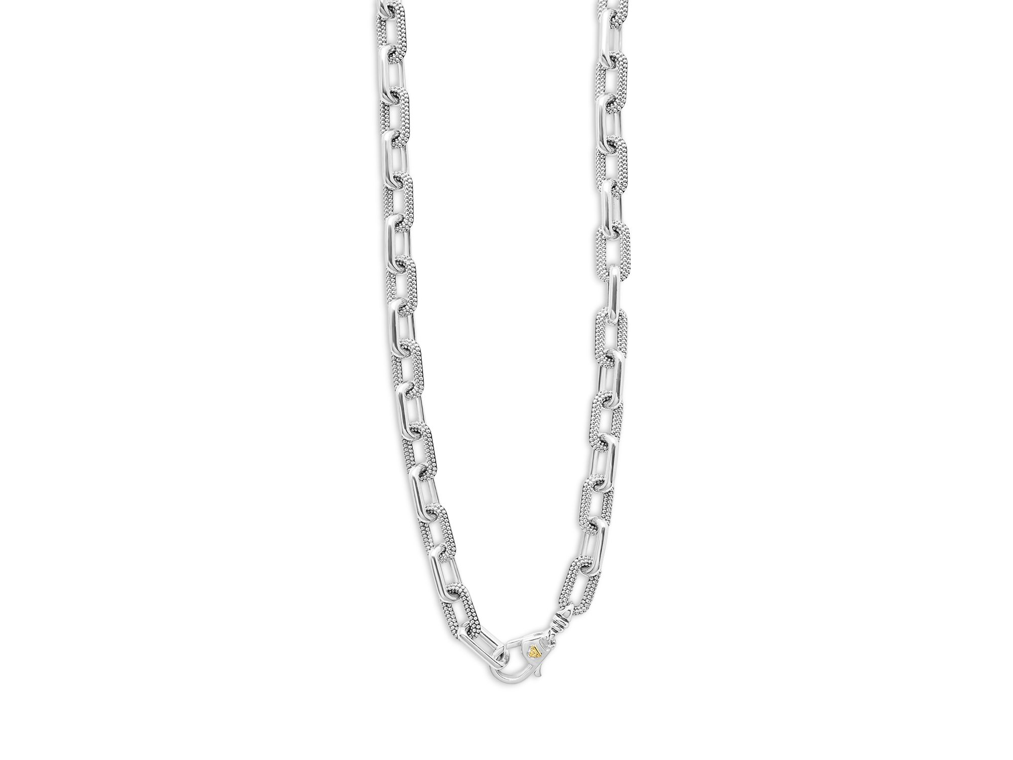 18K Yellow Gold & Silver Caviar Lux-Clip Diamond Link Necklace, 18" - Exclusive — Image 5