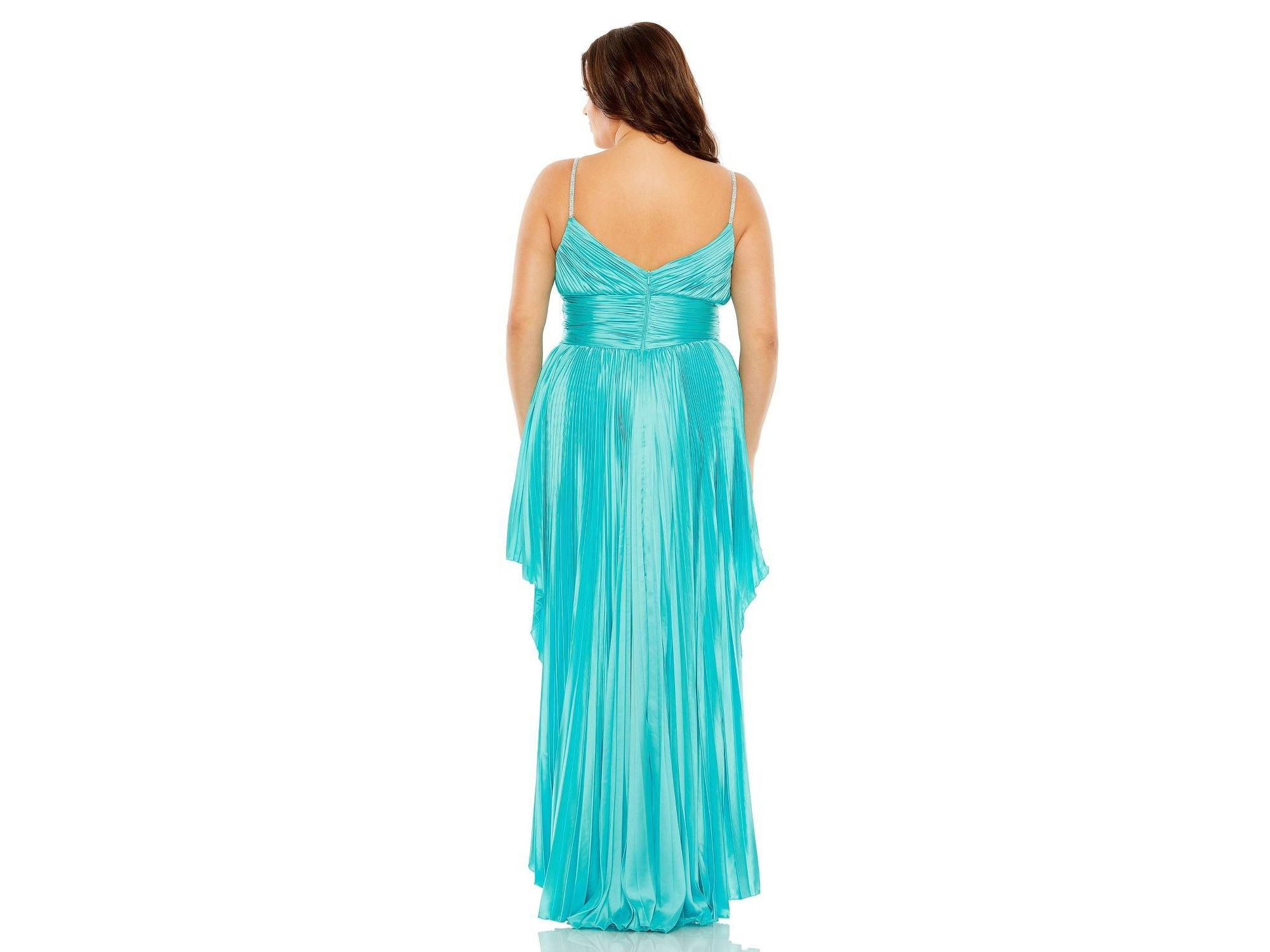 Plus Rhinestone High Low Pleated  Gown — Image 3