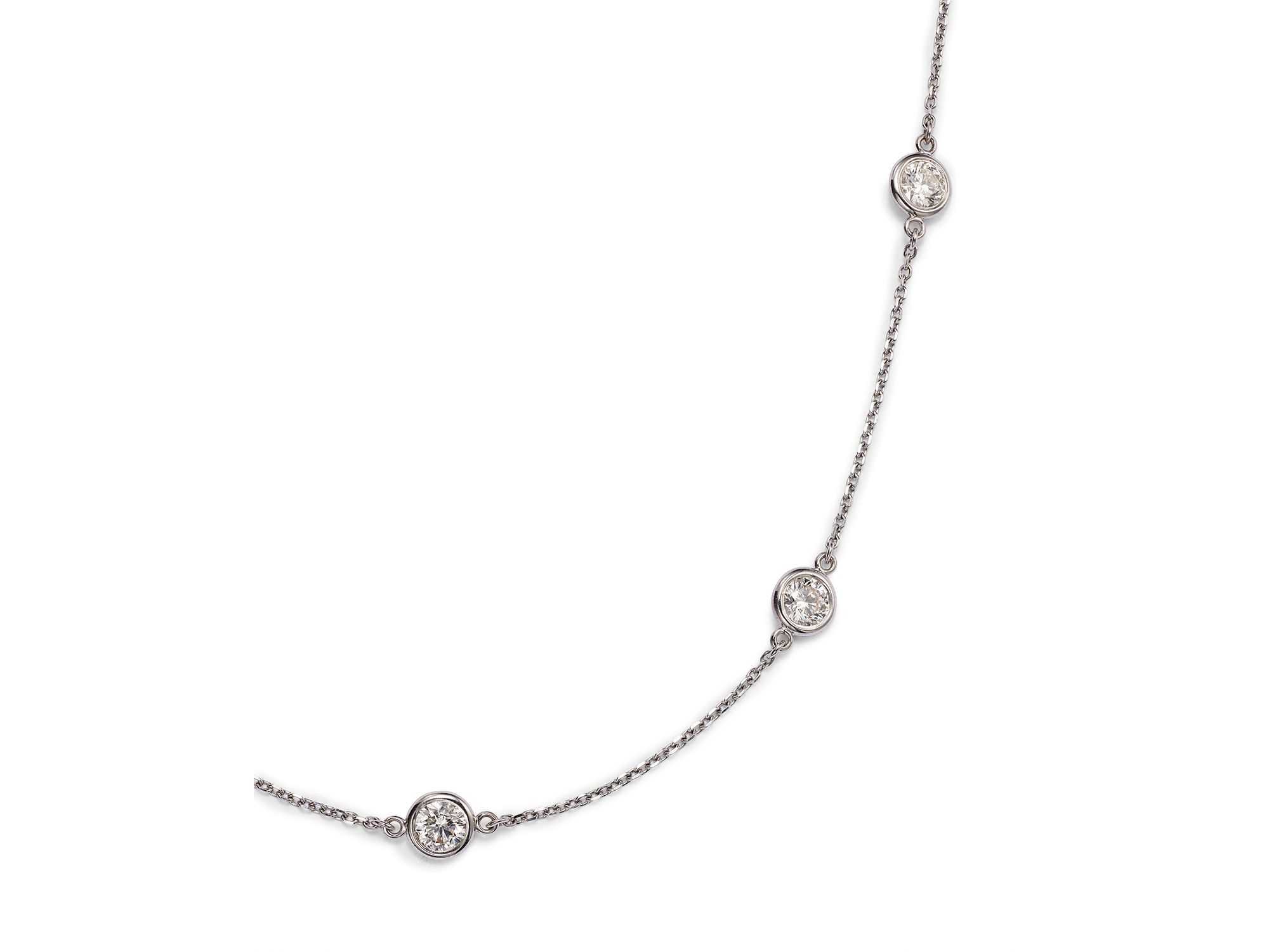 Diamond Station Necklace in 14K White Gold, 2.60 tcw — Image 5