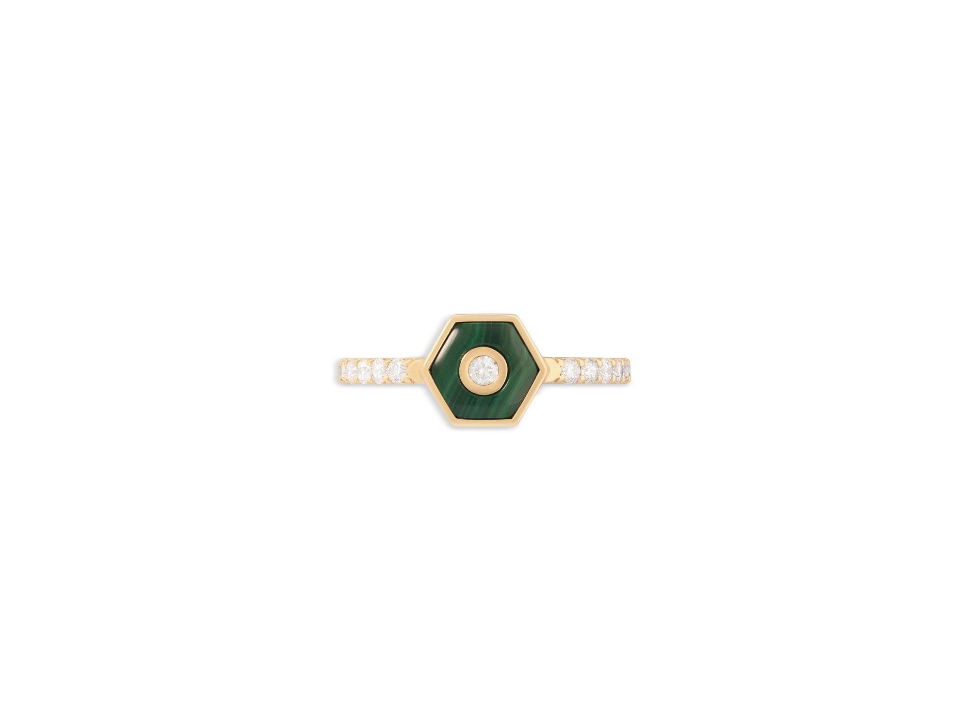 Diamond & Malachite Baia Stackable Ring in 18K Yellow Gold — Image 4