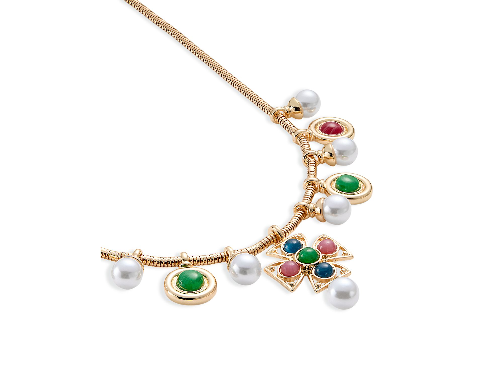 Mixed Stone Cross Necklace, 15" - Exclusive — Image 3