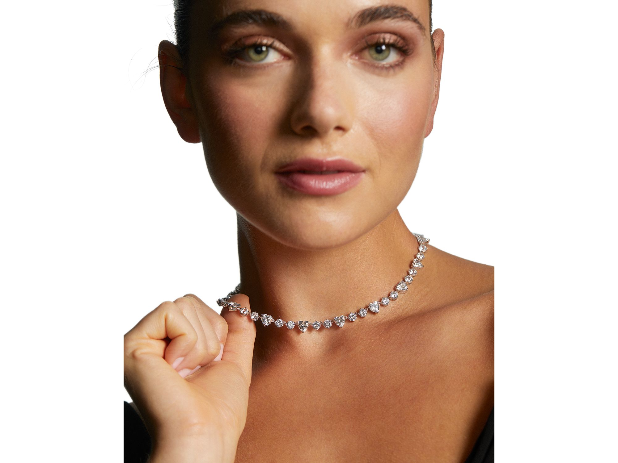 Le Bisou Cubic Zirconia Heart Collar Necklace, 18" — Image 3