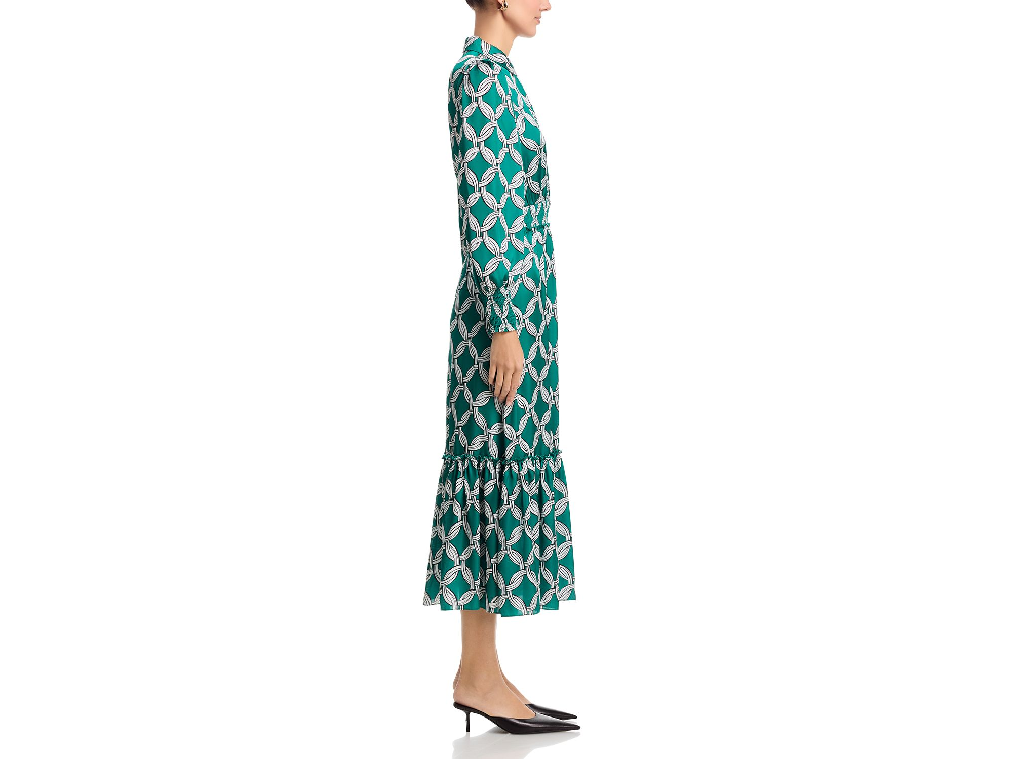 Half Placket Button Down Peplum Hem Dress — Image 5