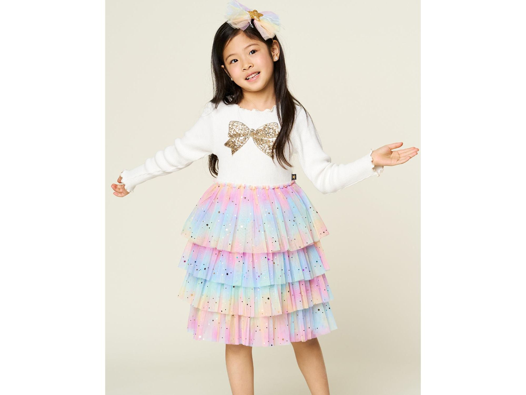 Girls' Bow Layered Tutu Dress - Baby, Little Kid — Image 3
