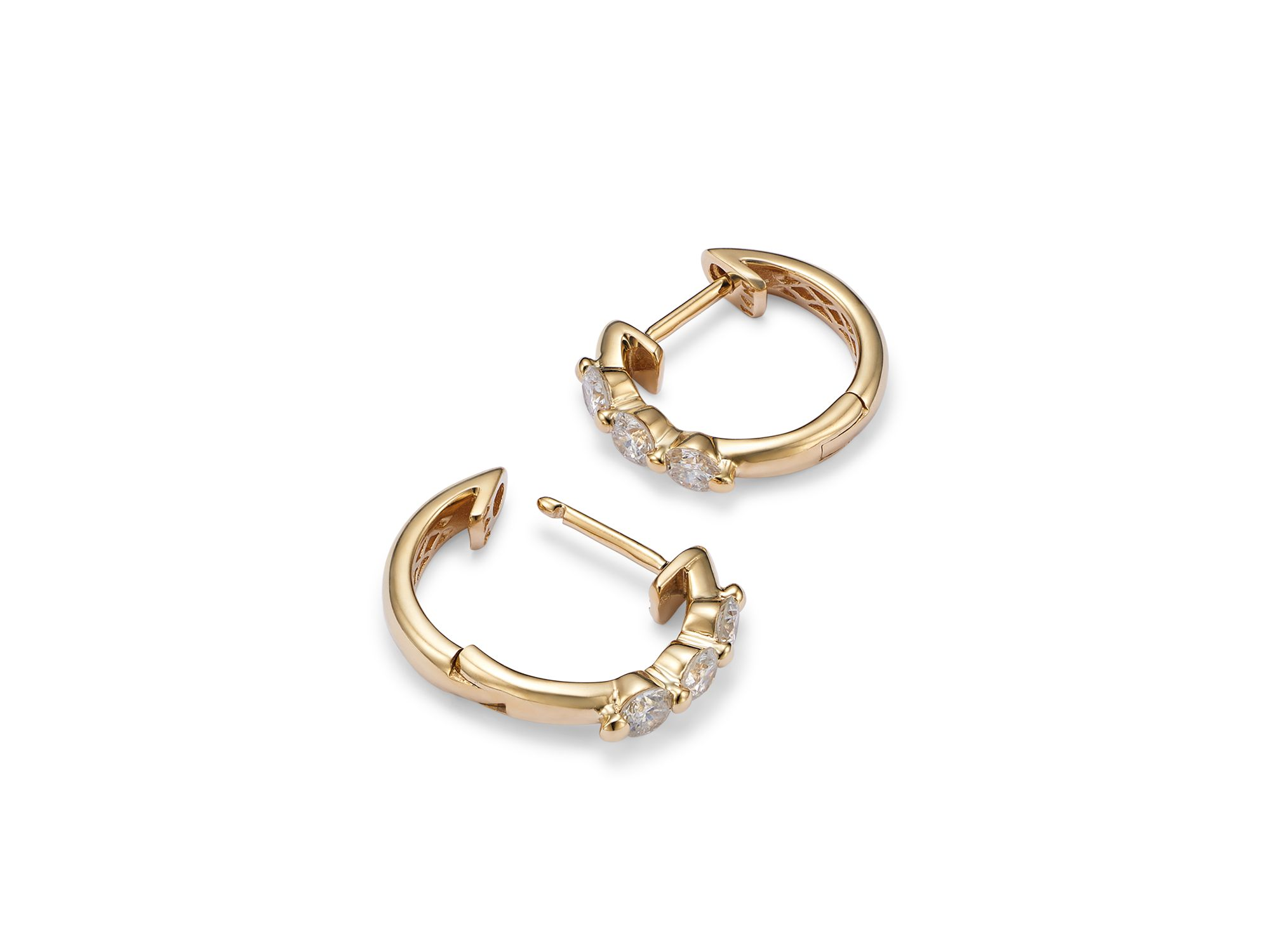 Diamond Hoop Earrings in 14K Yellow Gold, 0.50 tcw — Image 3