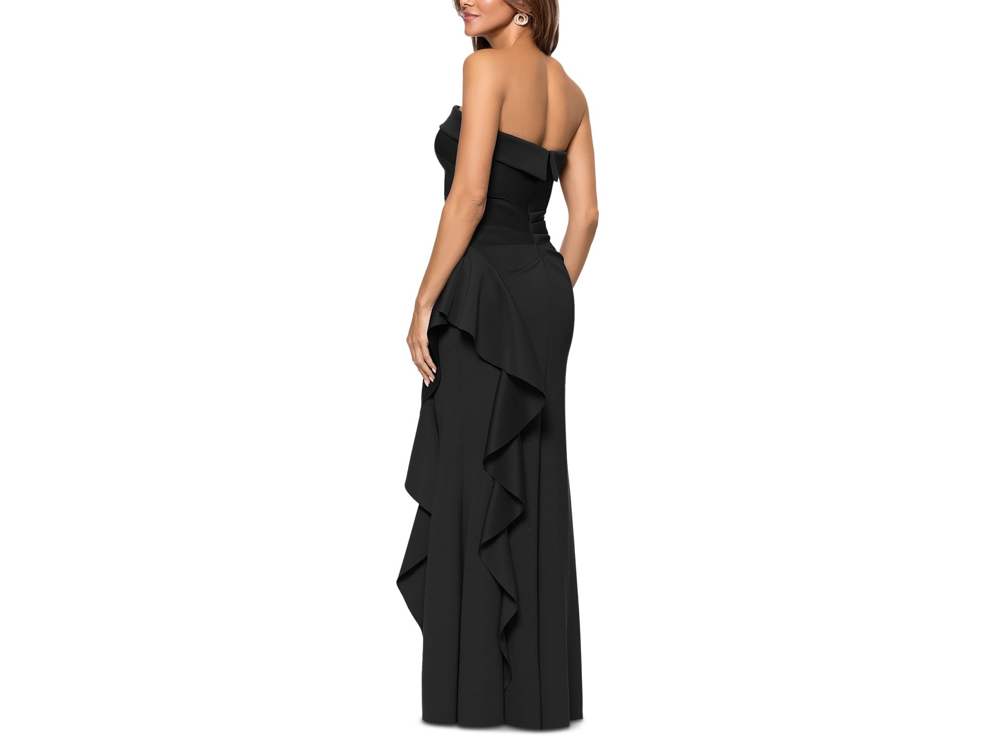 One Shoulder Ruffle Scuba Crepe Dress - Exclusive — Image 8