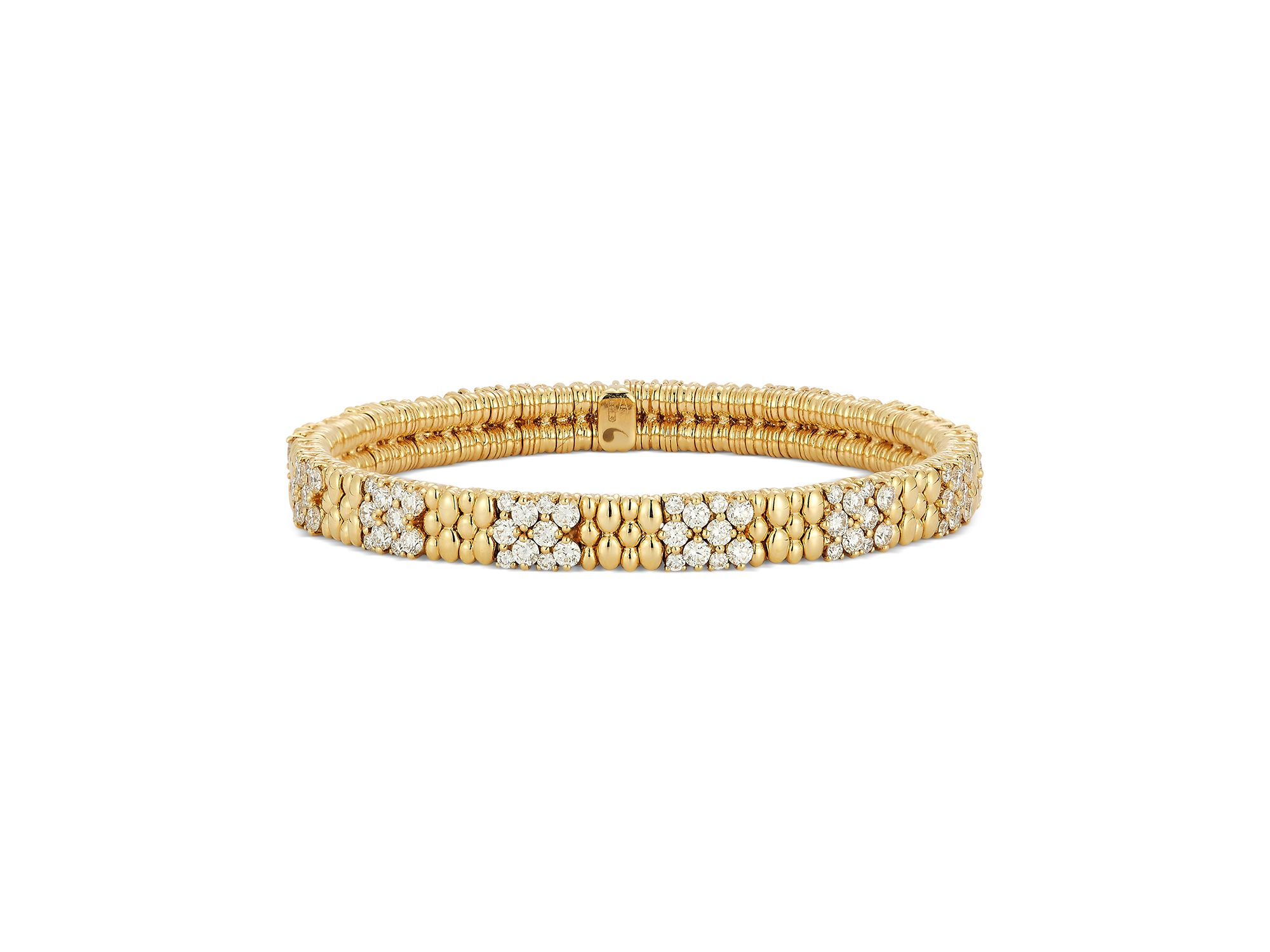 18K Yellow Gold Cashmere Diamond Beaded Stretch Bracelet - Image 1