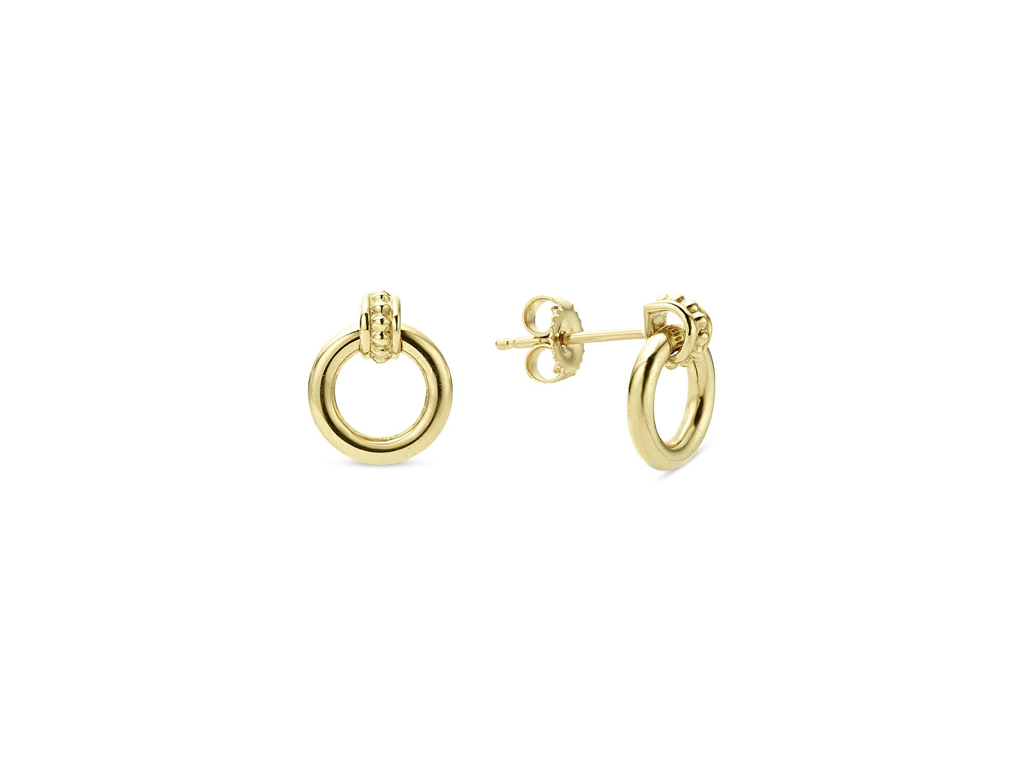 Meridian 18K Yellow Gold Caviar Polished Circle Drop Earrings — Image 3