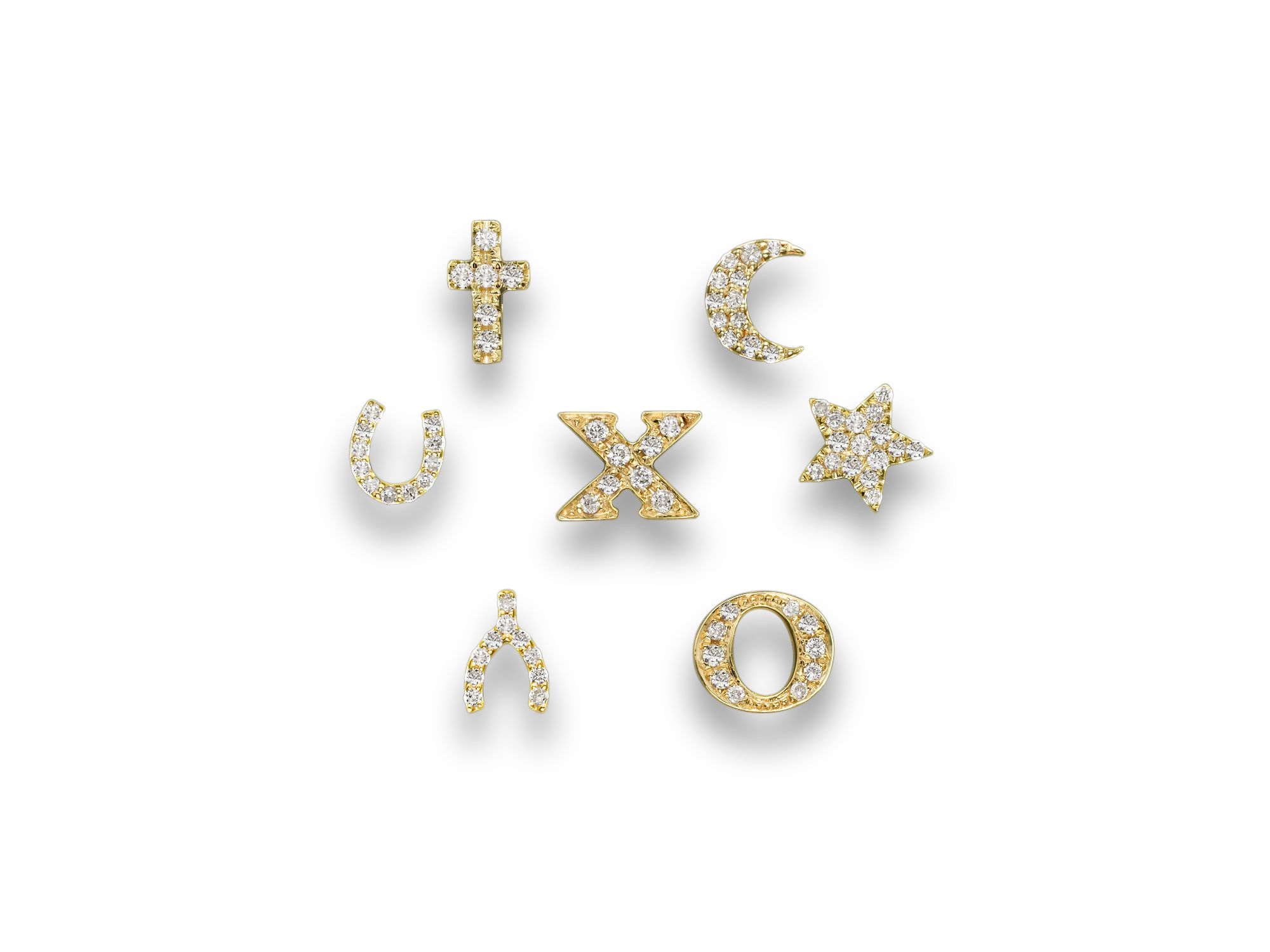 14K Yellow Gold Single Stud Moon Earring — Image 3