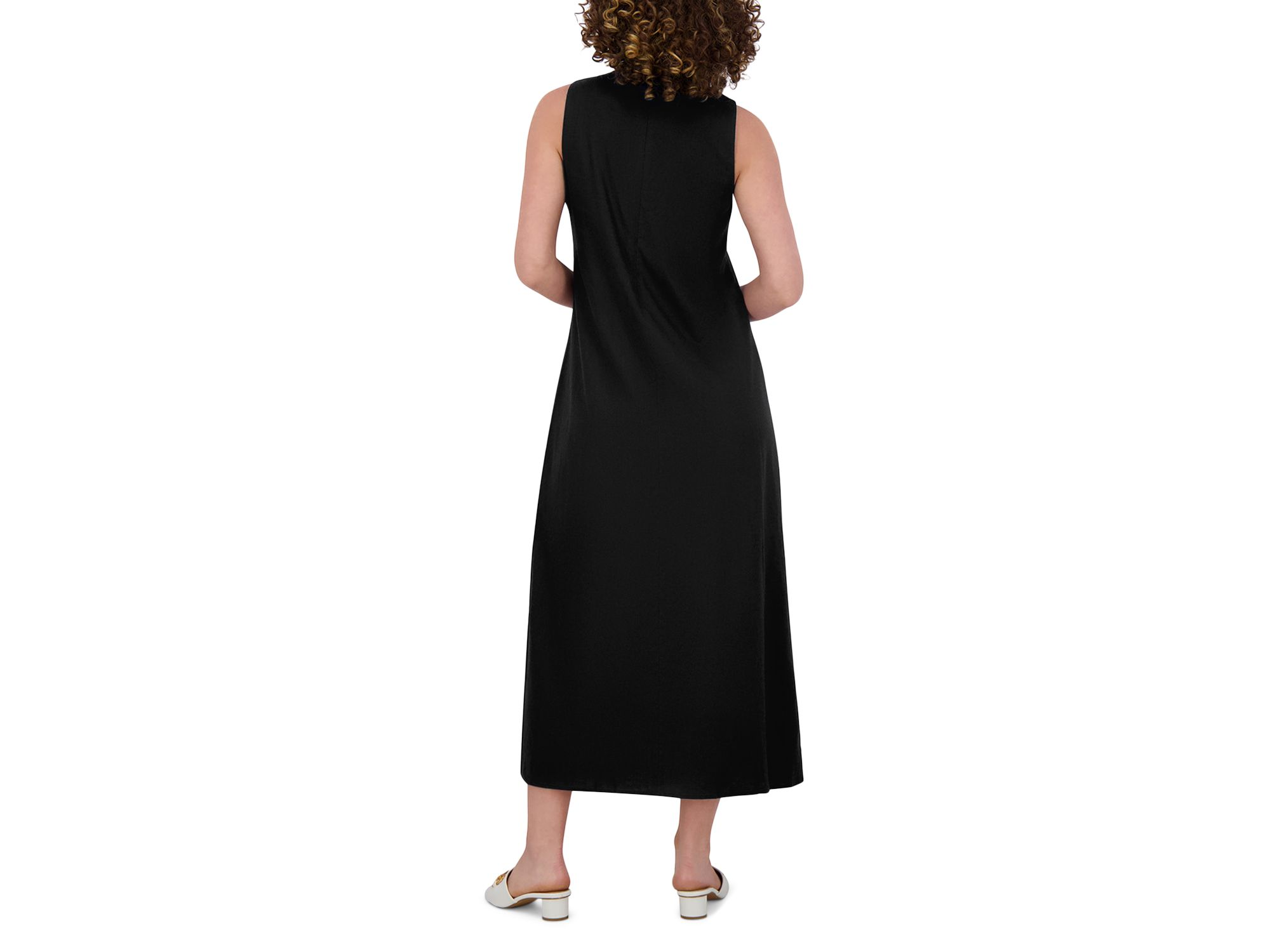 Linen Blend Crewneck Maxi Dress — Image 3