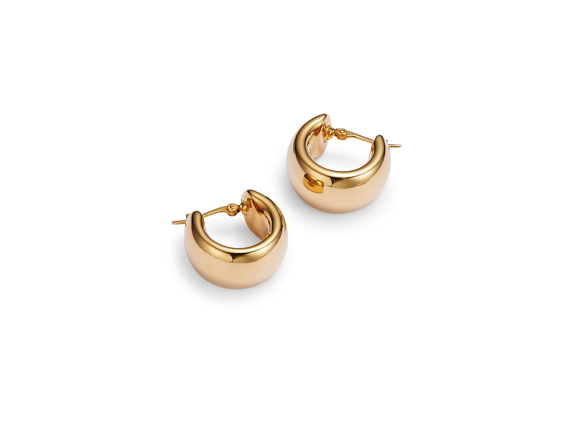 14K Yellow Gold Wide Band Polished Hoop Earrings — Image 4