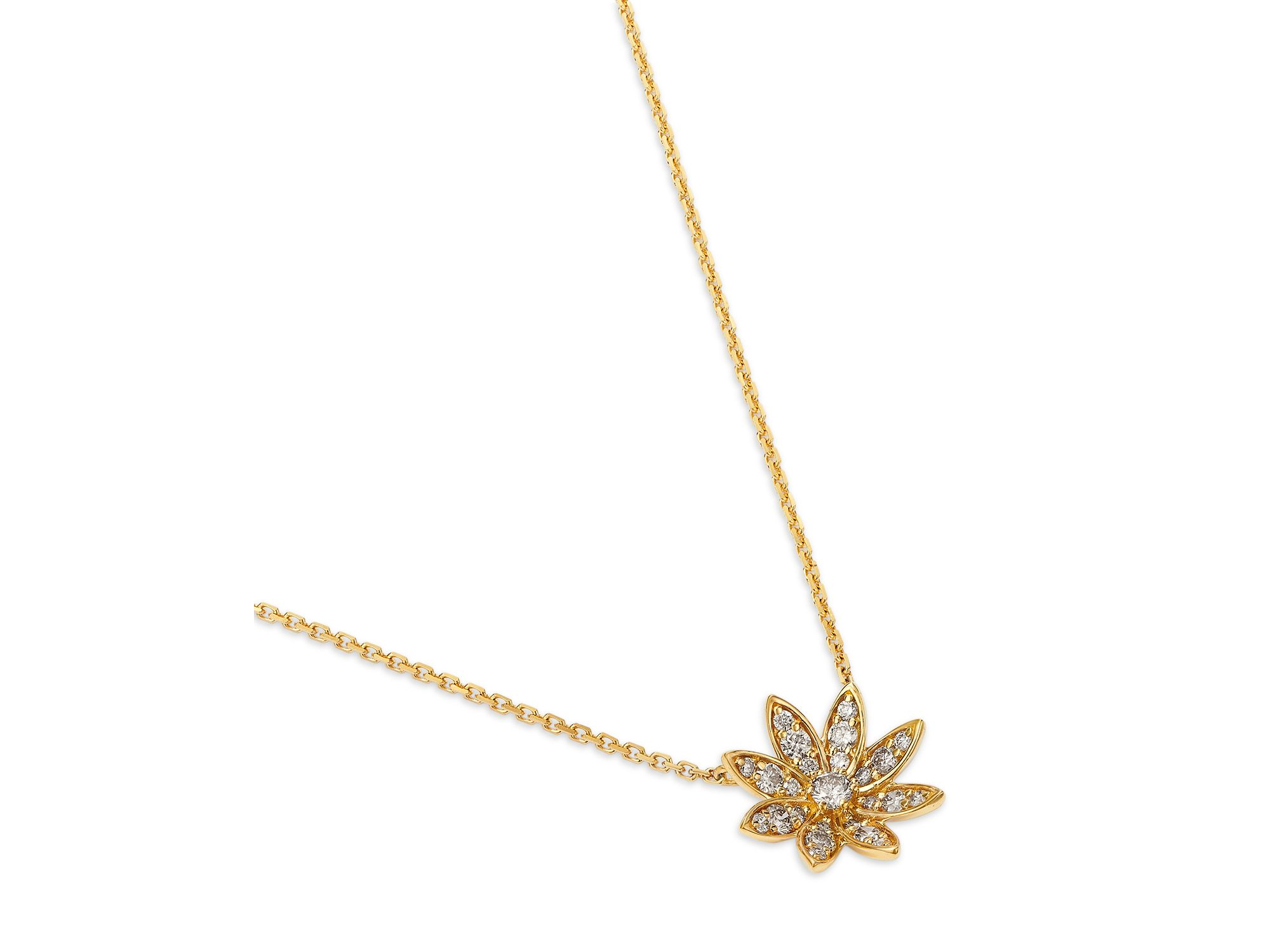 Champagne Diamond Starburst Pendant Necklace in 14K Yellow Gold, 0.37 tcw — Image 3