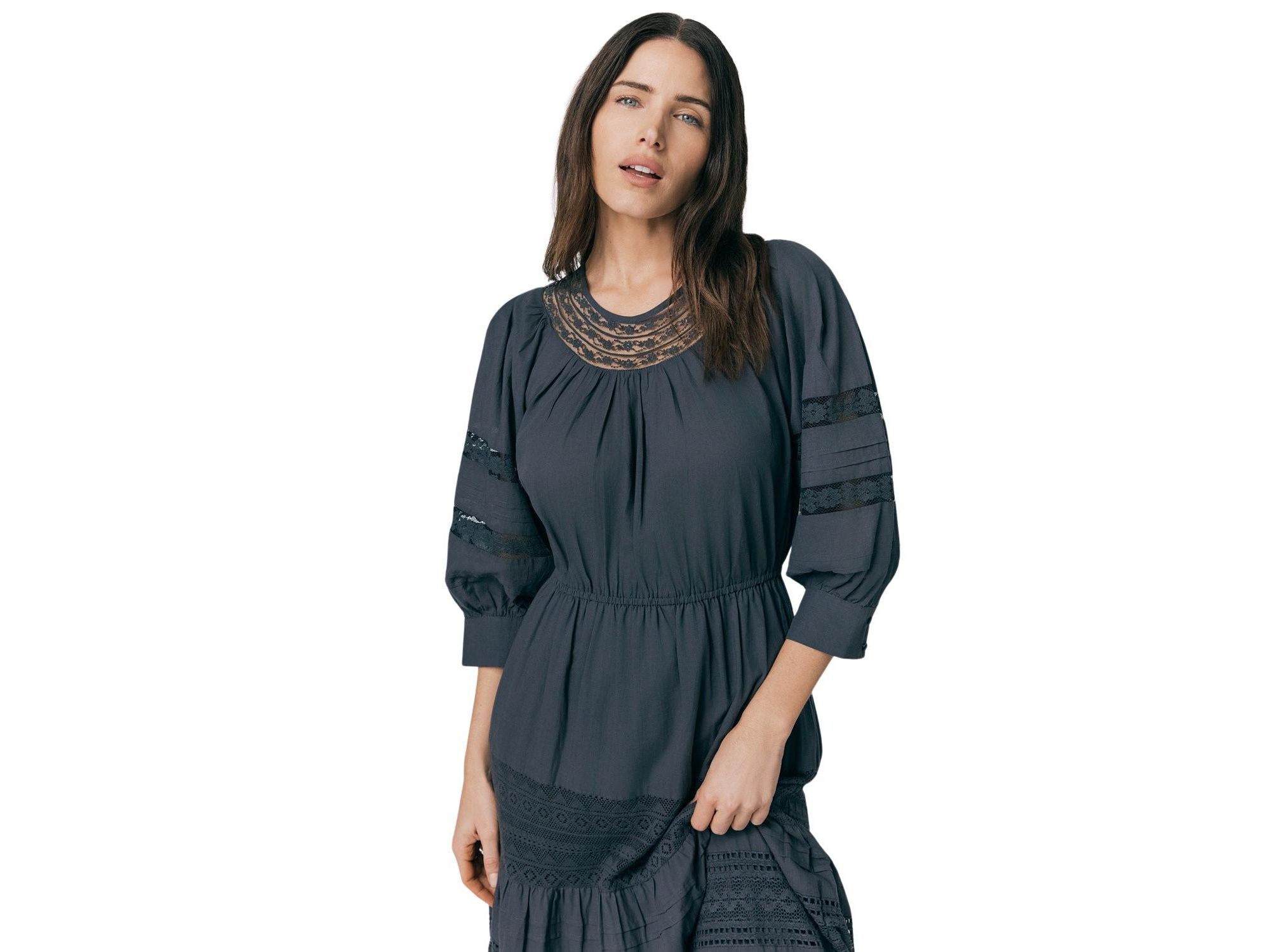 Leoni Lace Trim Cotton Midi Dress — Image 3