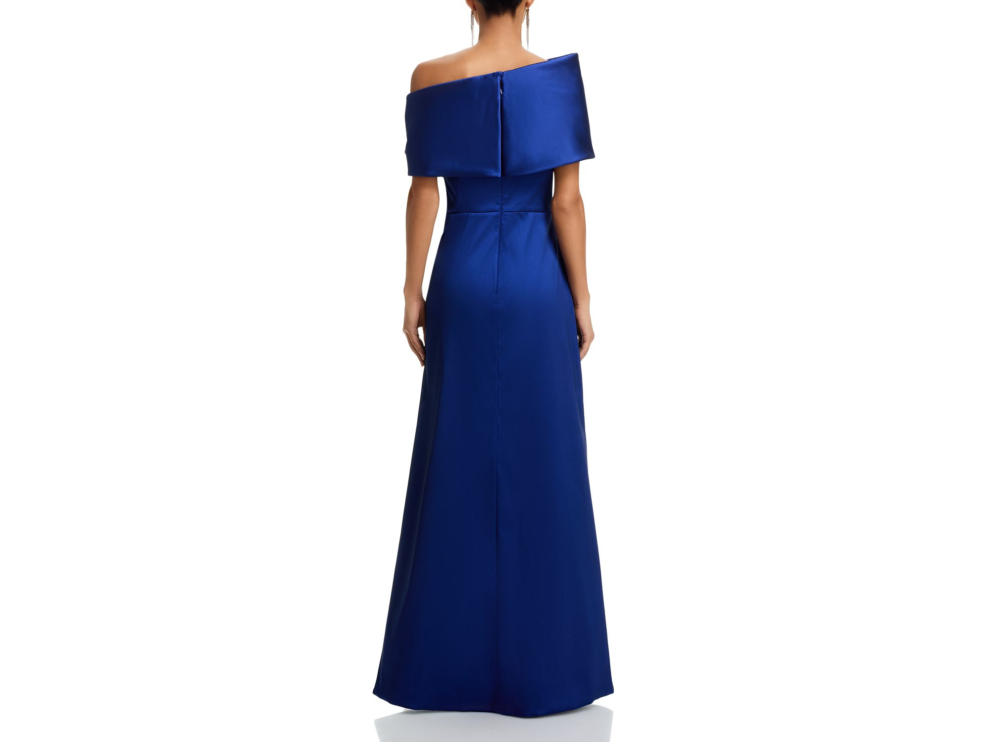 Stretch Mikado Asymmetric Off Shoulder Cuff Gown — Image 4