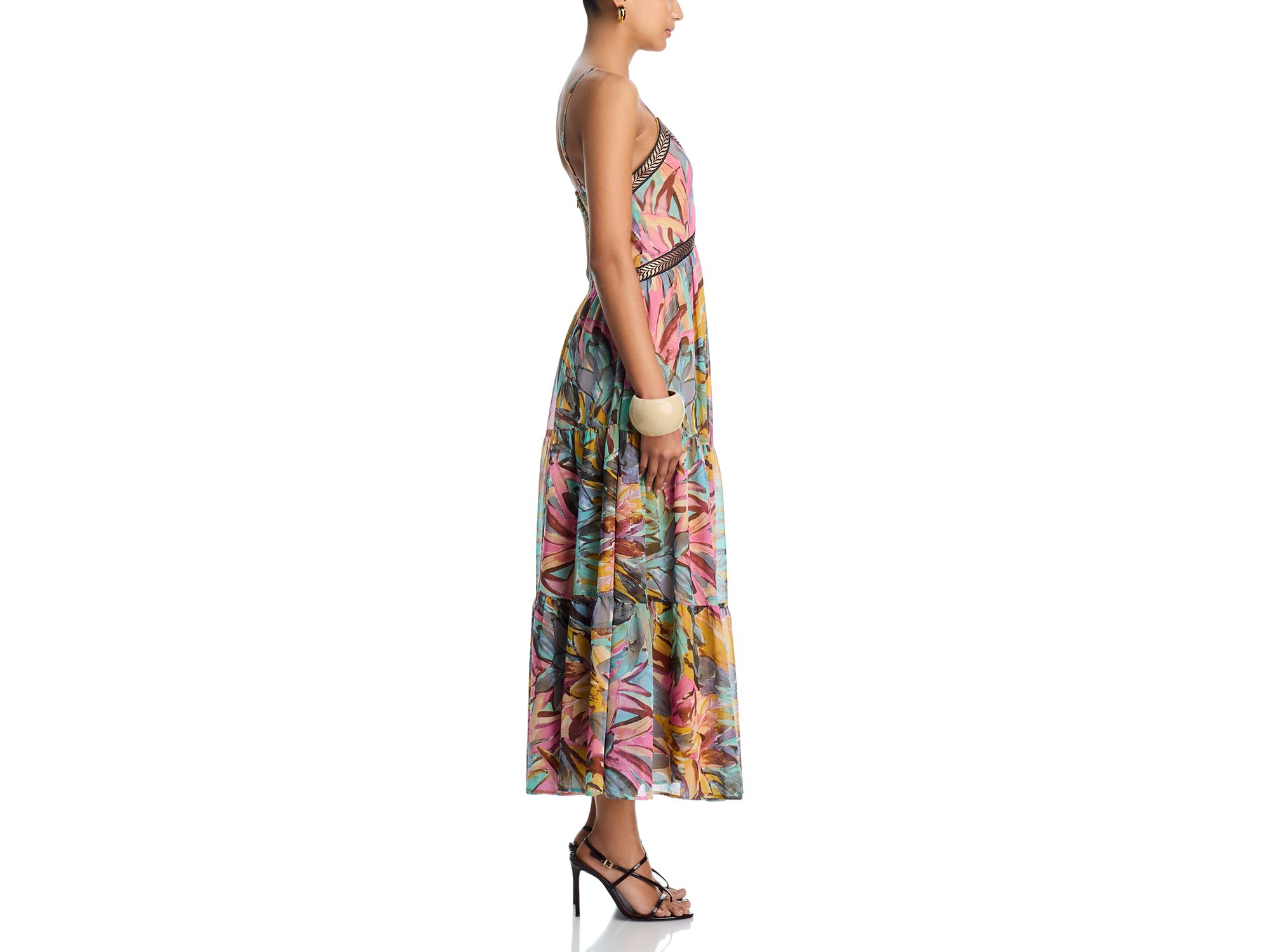 Sleeveless Abstract V Neck Midi Dress - Exclusive — Image 5