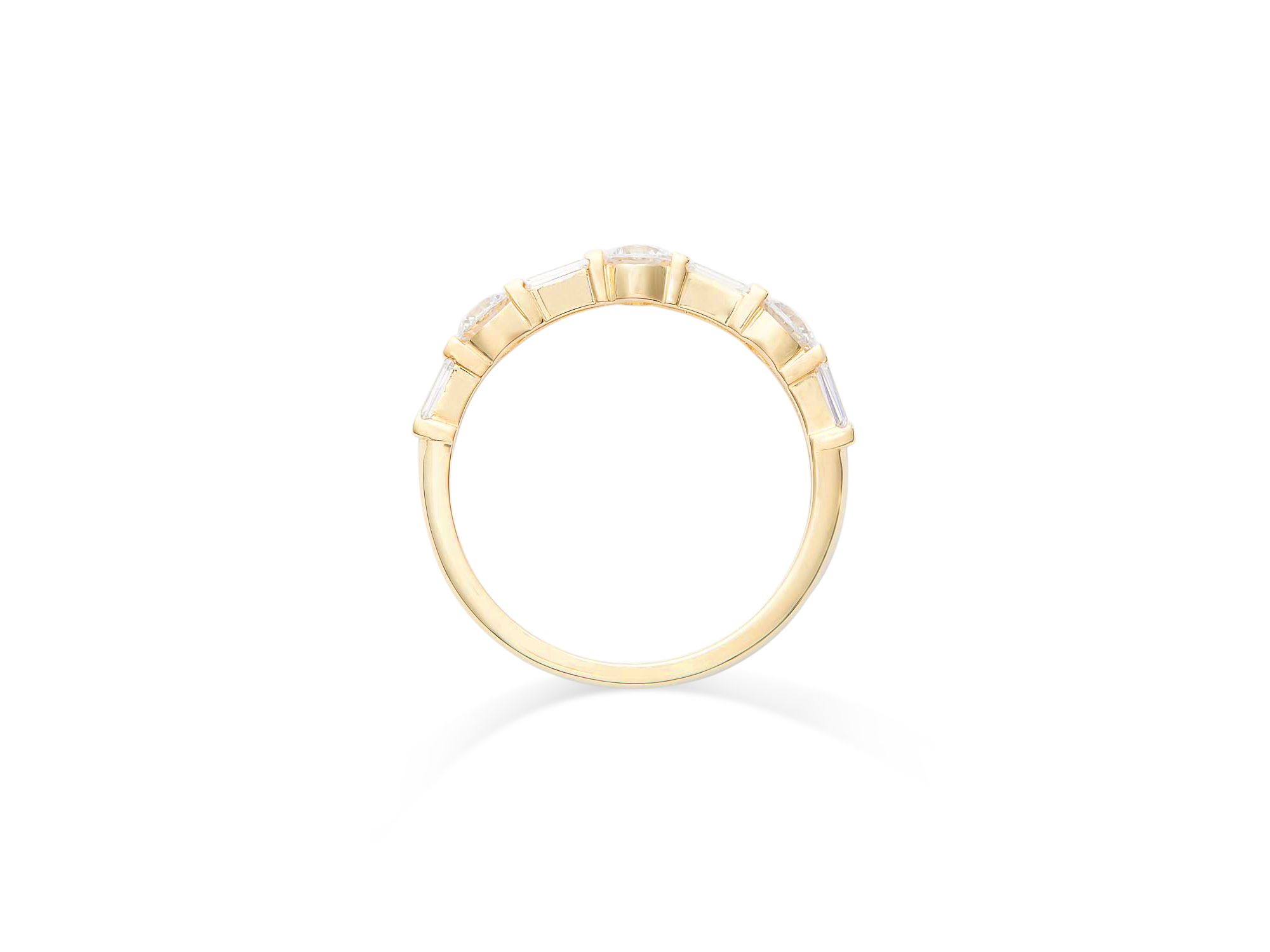 Diamond Round & Baguette Band in 14K Yellow Gold, 0.75 tcw — Image 4