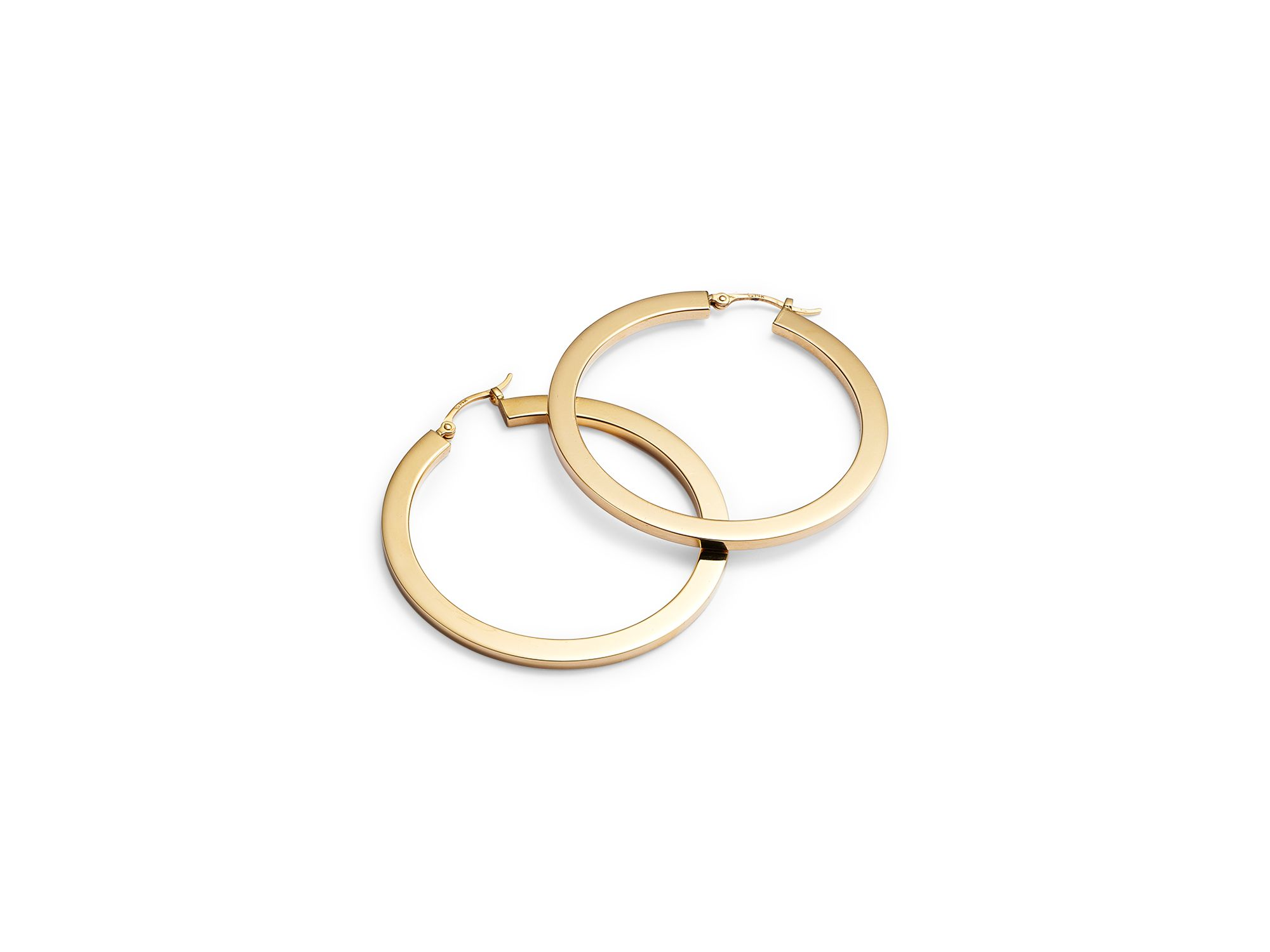 Flattened Hoop Earrings in 14K Yellow Gold - Exclusive — Image 3