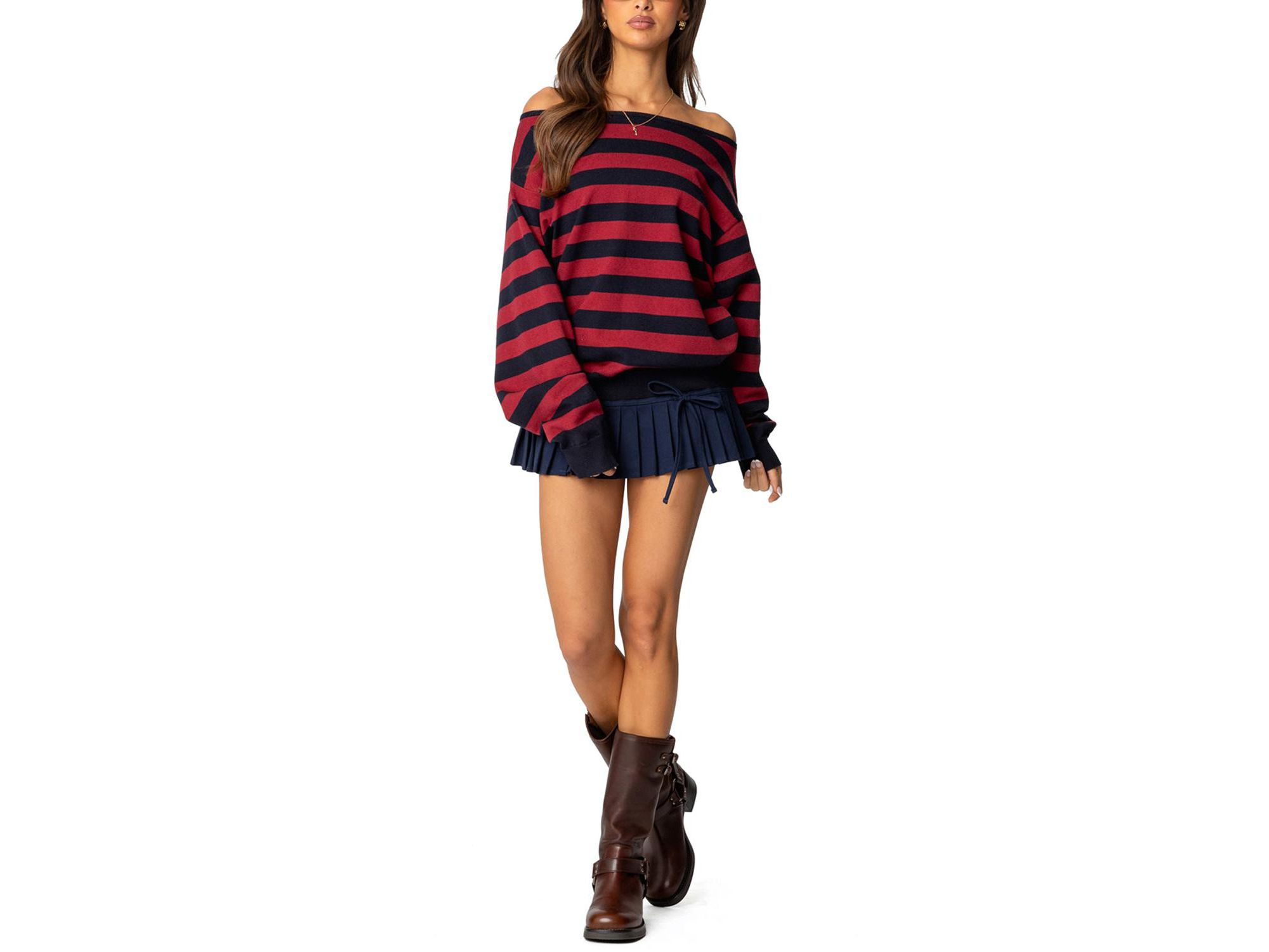 Sterling Striped Off Shoulder Sweater — Image 3