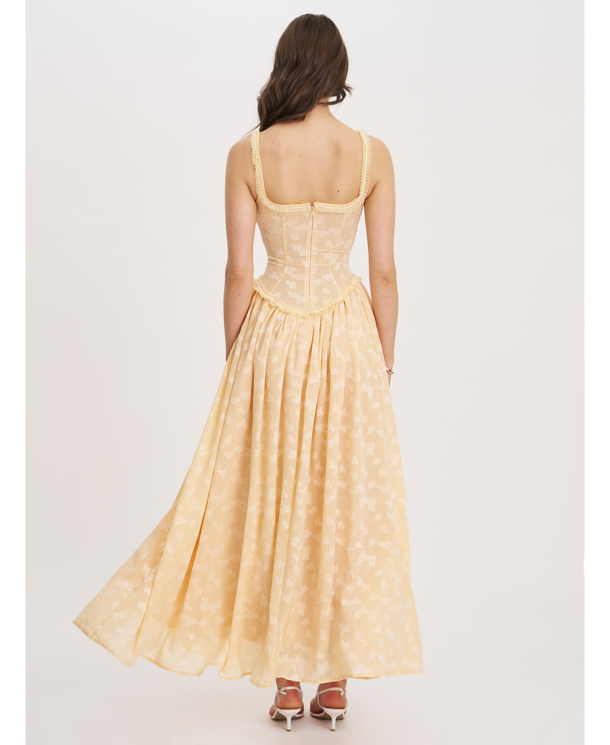 Ulissa Jacquard Drop Waist High Slit Maxi Dress — Image 3