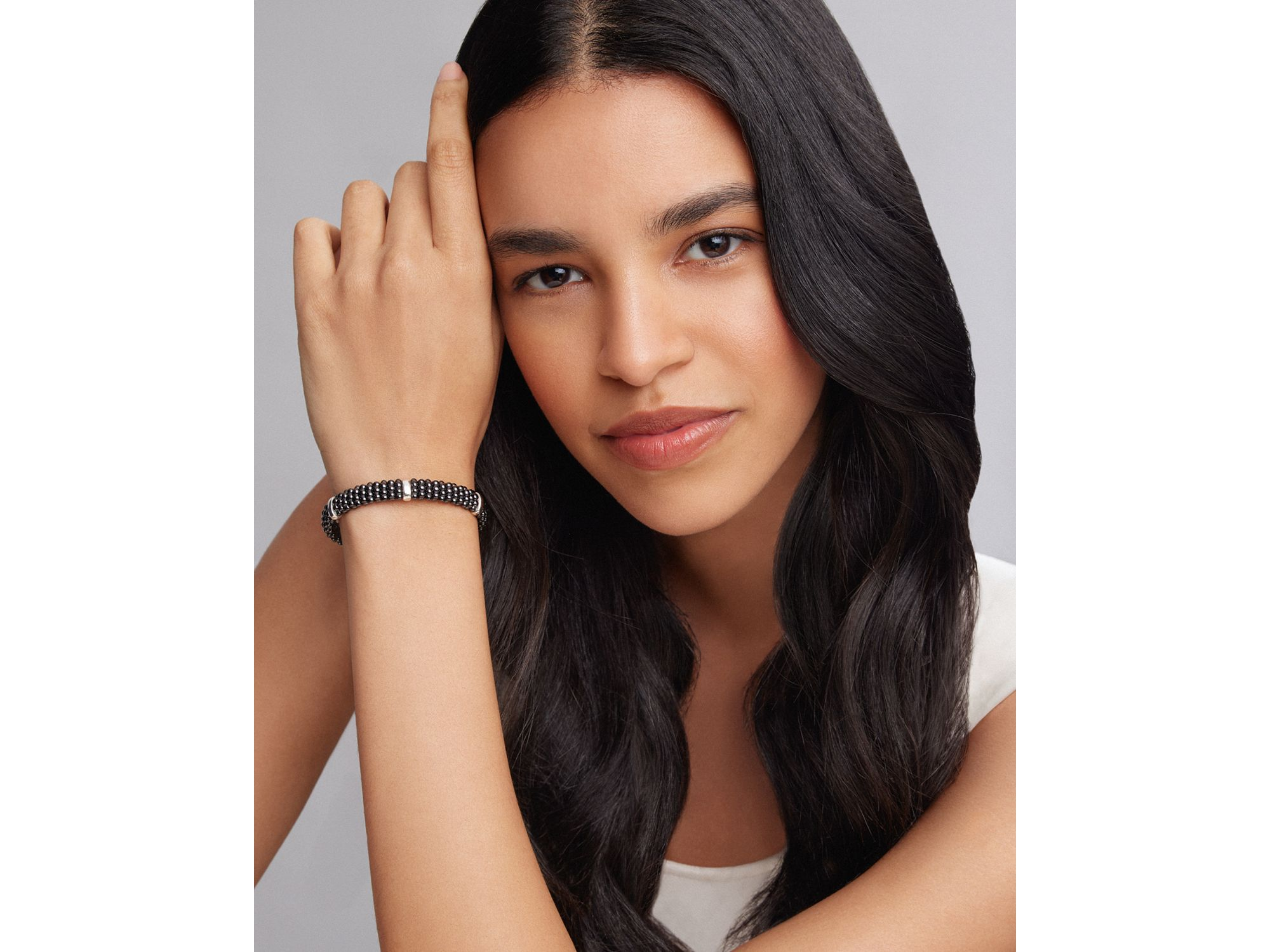 Black Caviar Ceramic and Sterling Silver Station Bracelet — Image 3