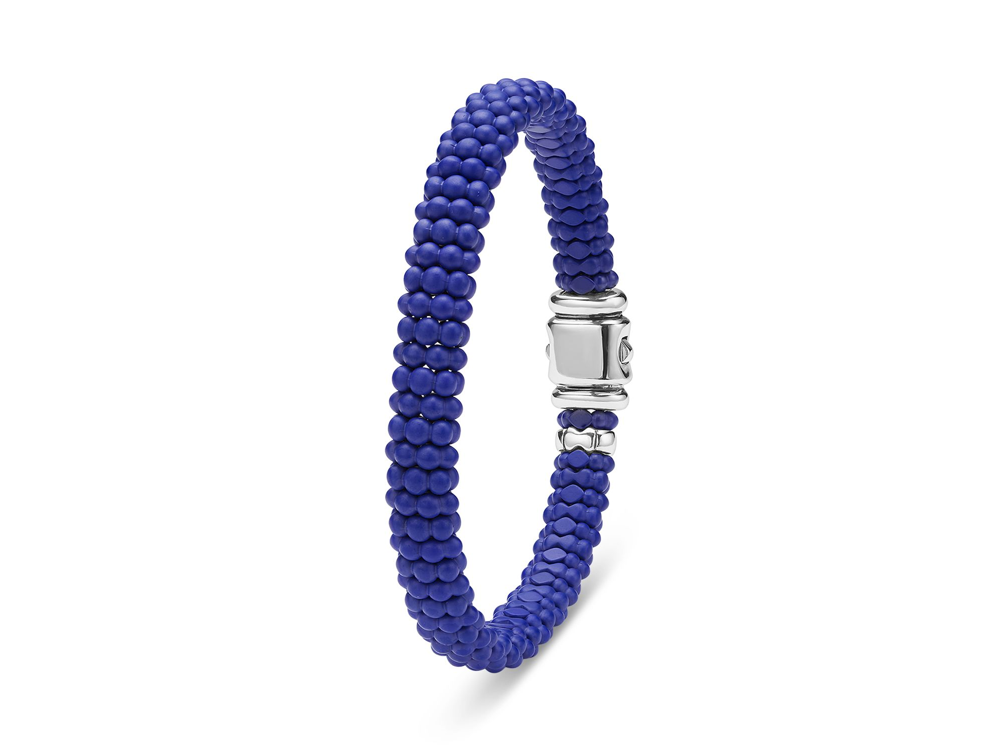 Sterling Silver Blue Caviar Blue Ceramic Beaded Bracelet — Image 3