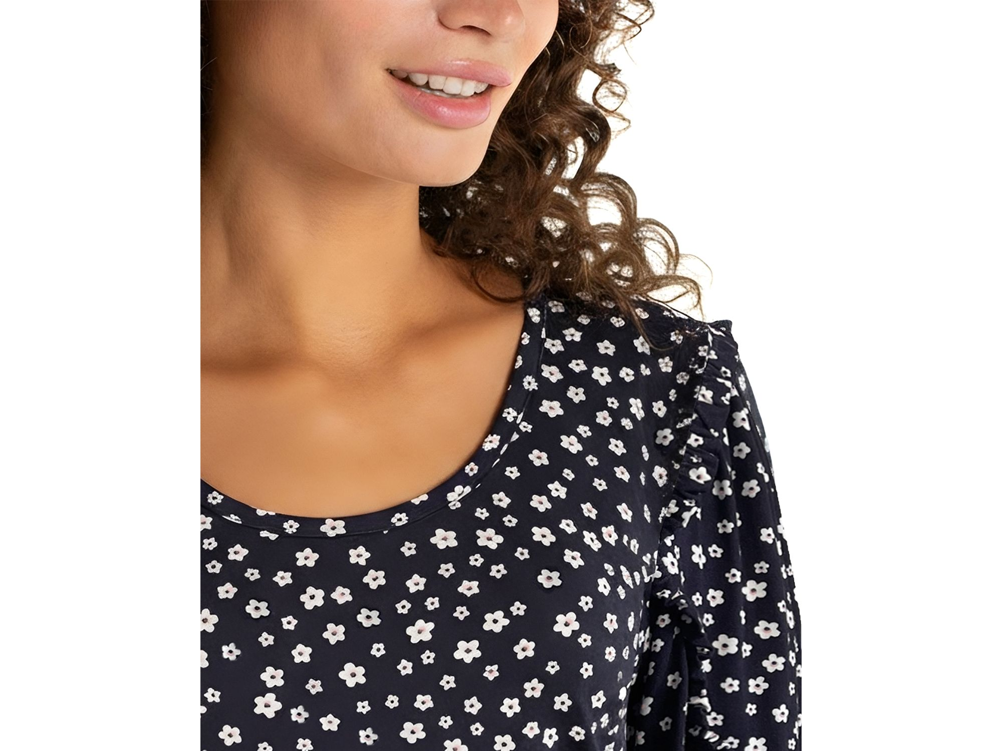 Scoop Neck Ruffle Sleeve Top — Image 3