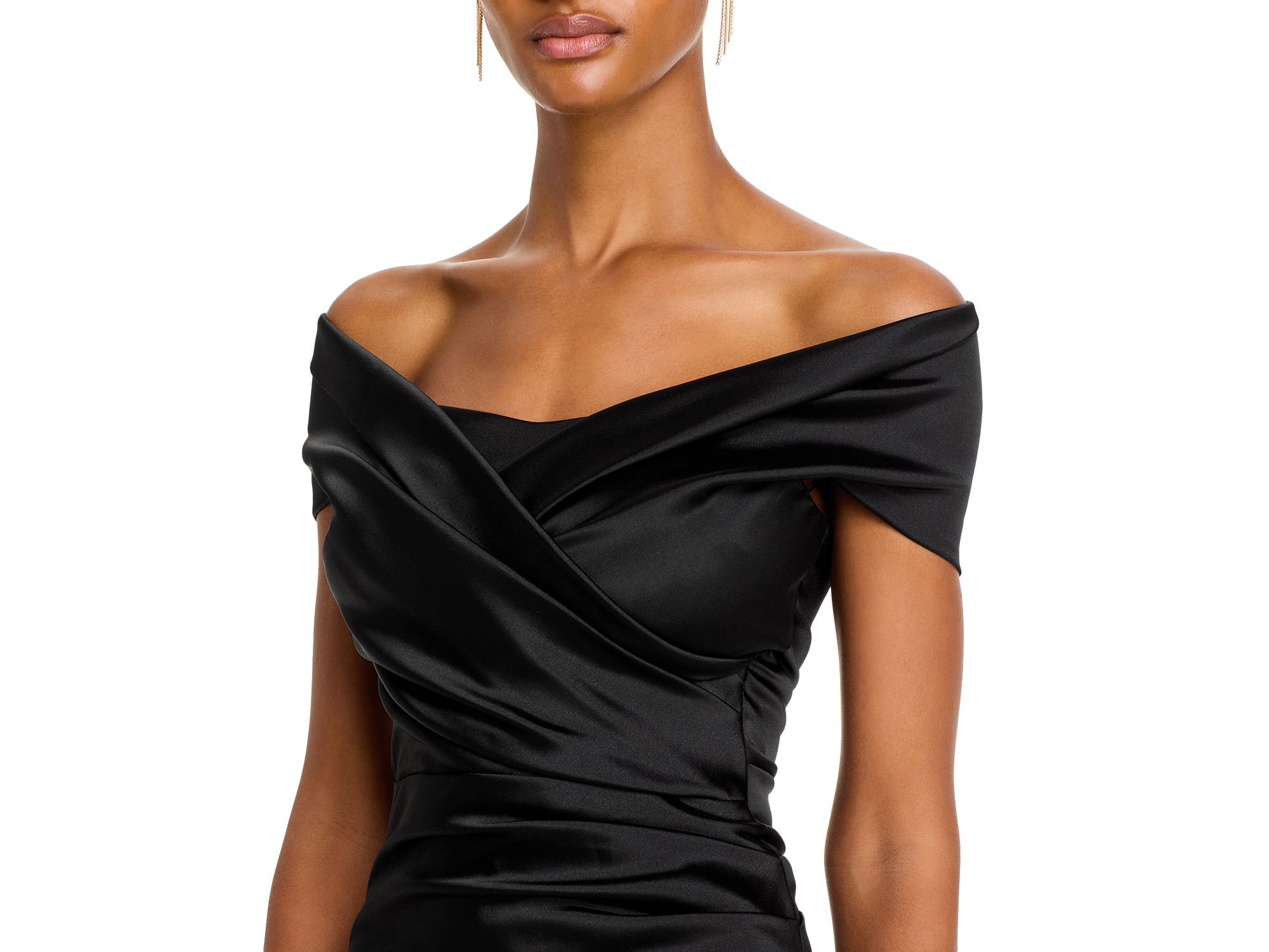 Satin Stretch Off The Shoulder Gown — Image 3